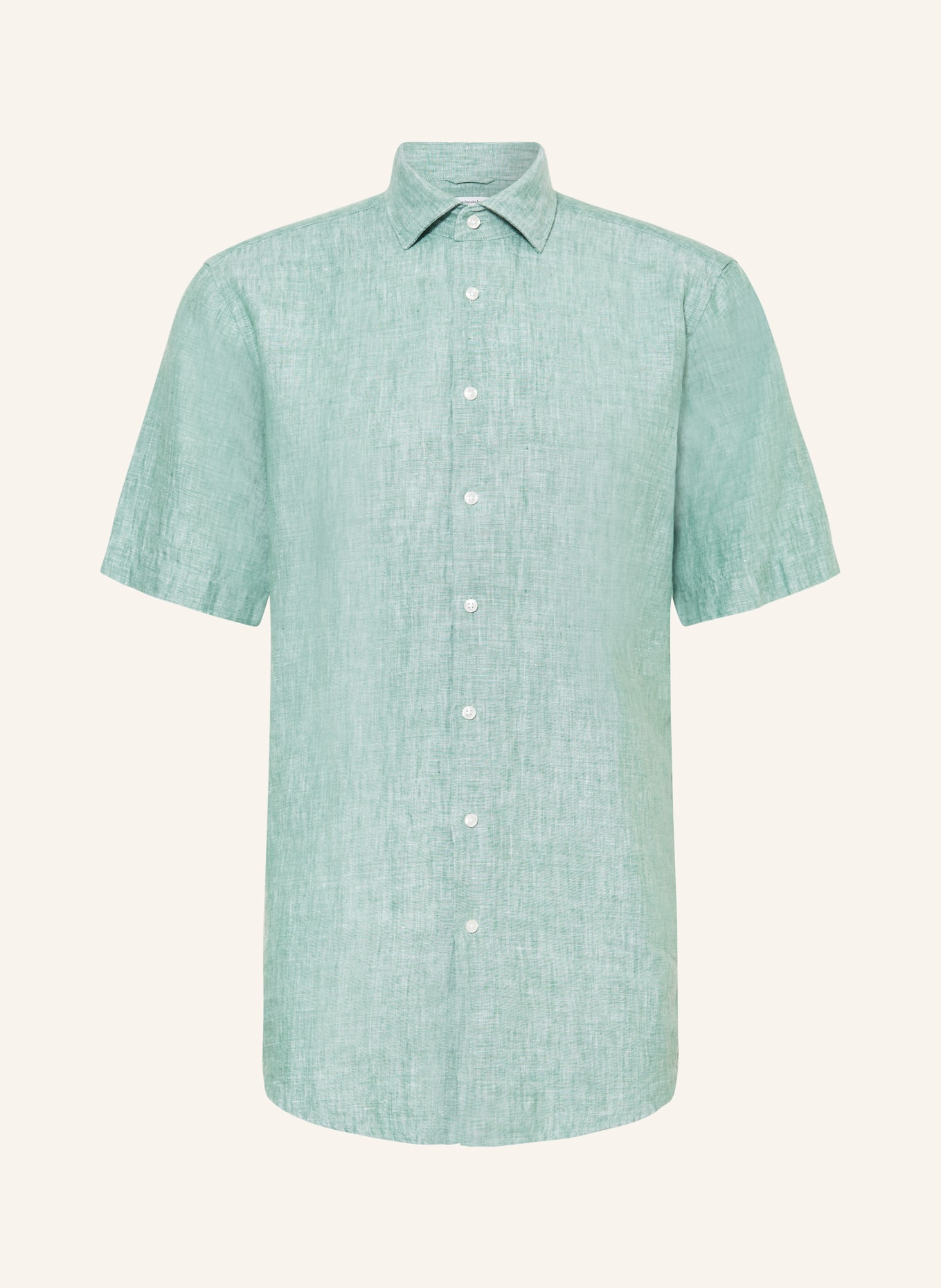 seidensticker Short sleeve shirt regular fit made of linen, Color: LIGHT GREEN (Image 1)