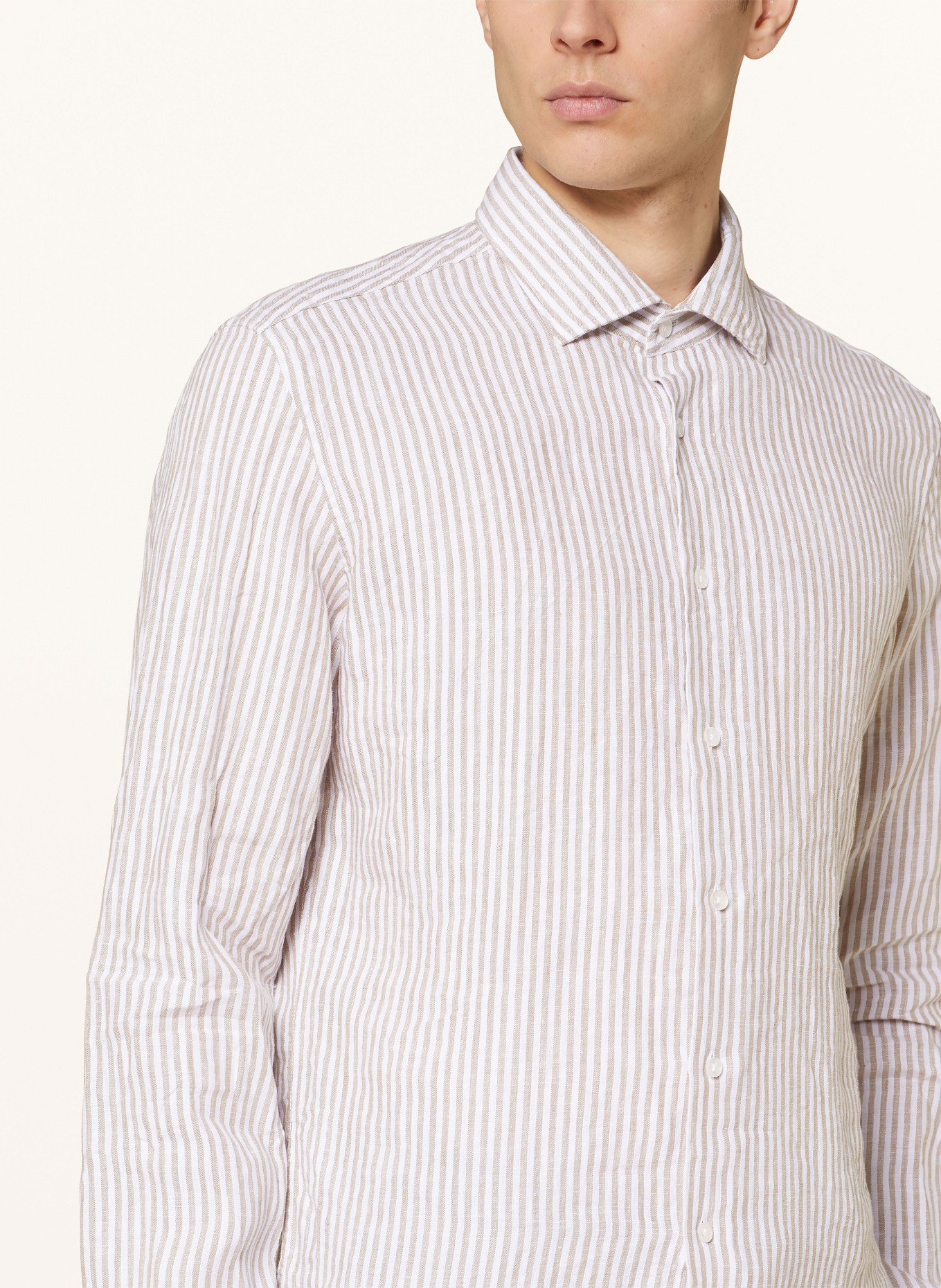 seidensticker Linen shirt slim fit, Color: BEIGE/ CREAM (Image 4)