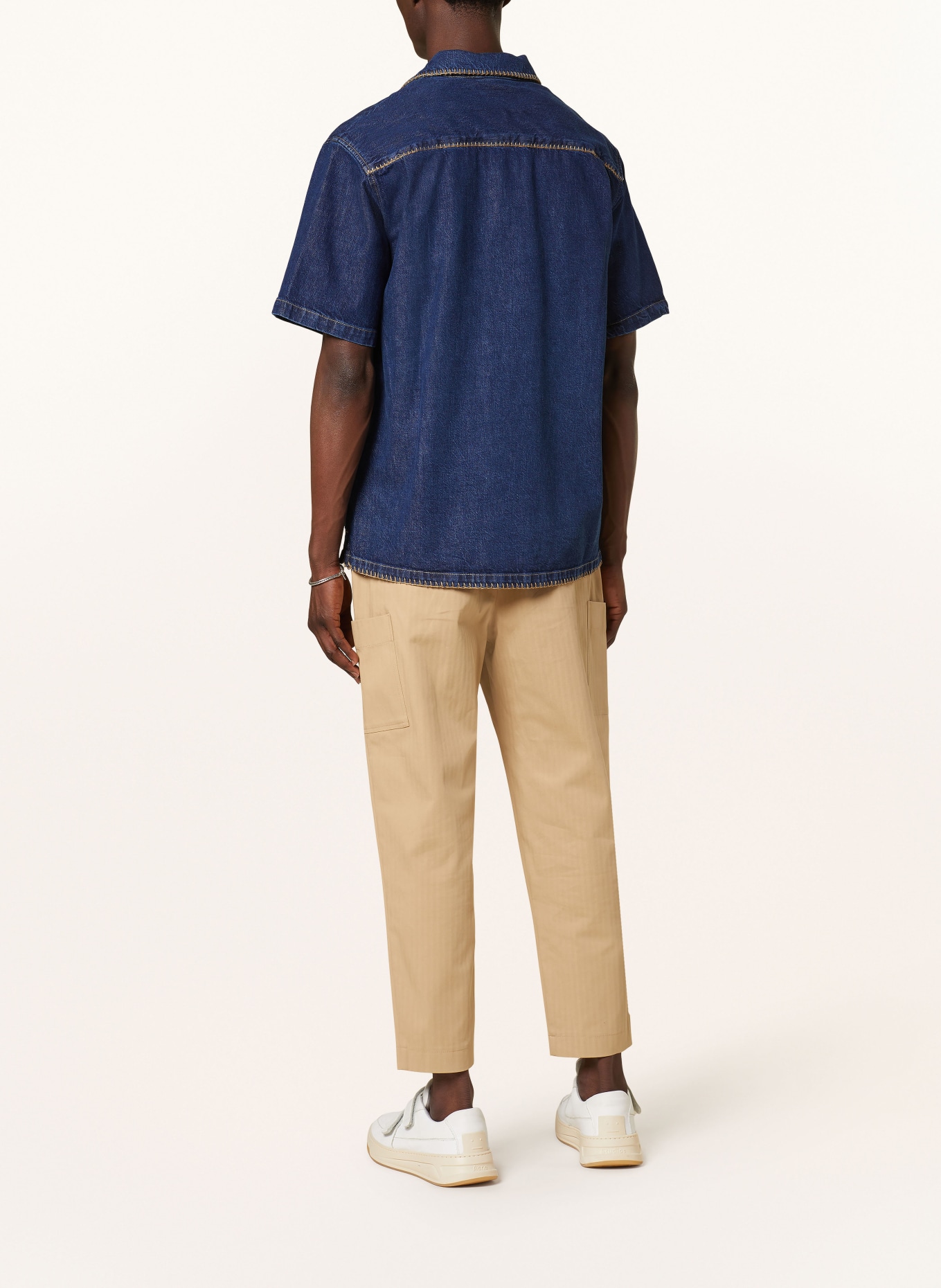 DRÔLE DE MONSIEUR Denim shirt comfort fit, Color: DARK BLUE/ CAMEL (Image 3)