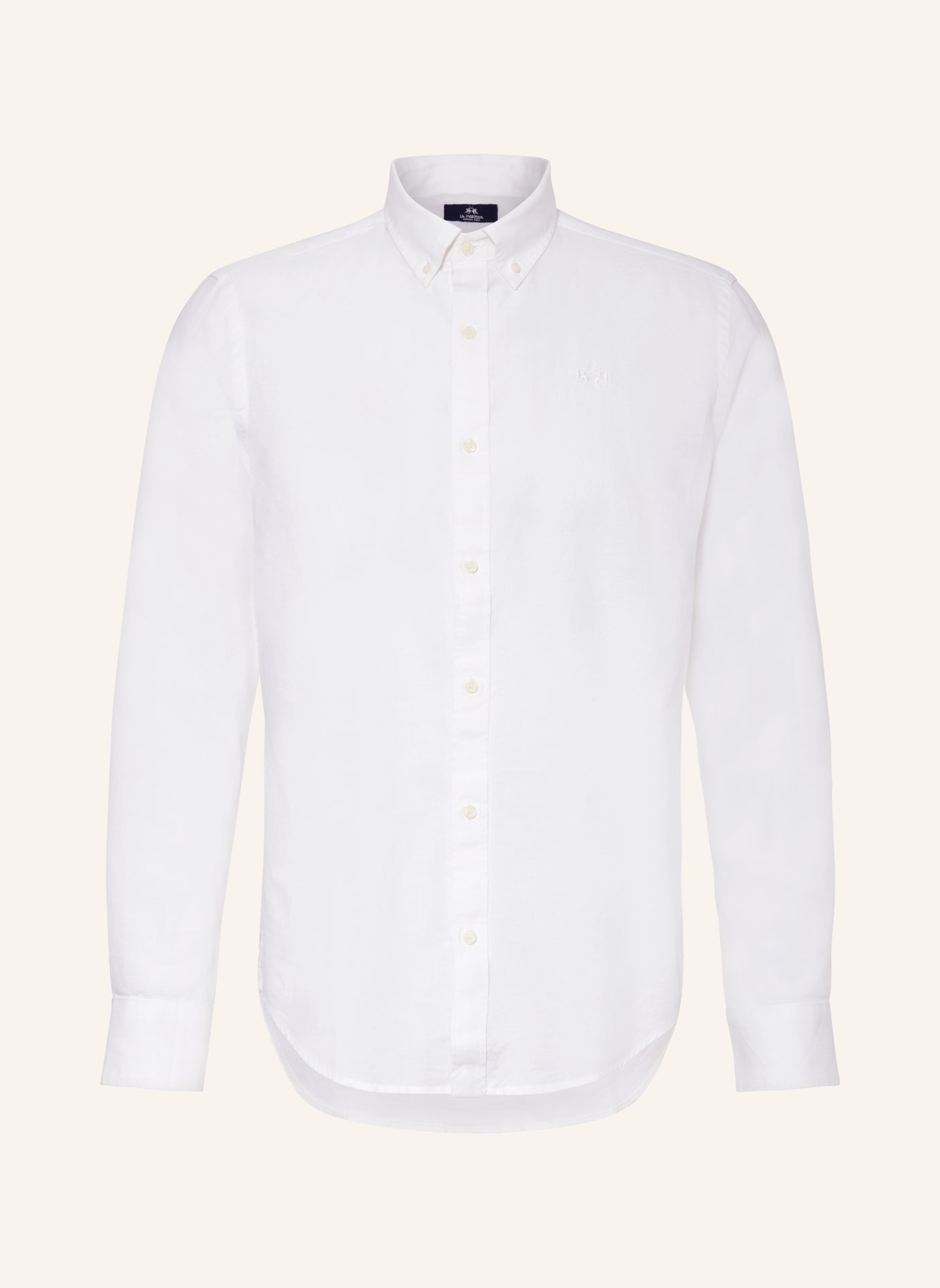 LA MARTINA Shirt regular fit with linen, Color: WHITE (Image 1)