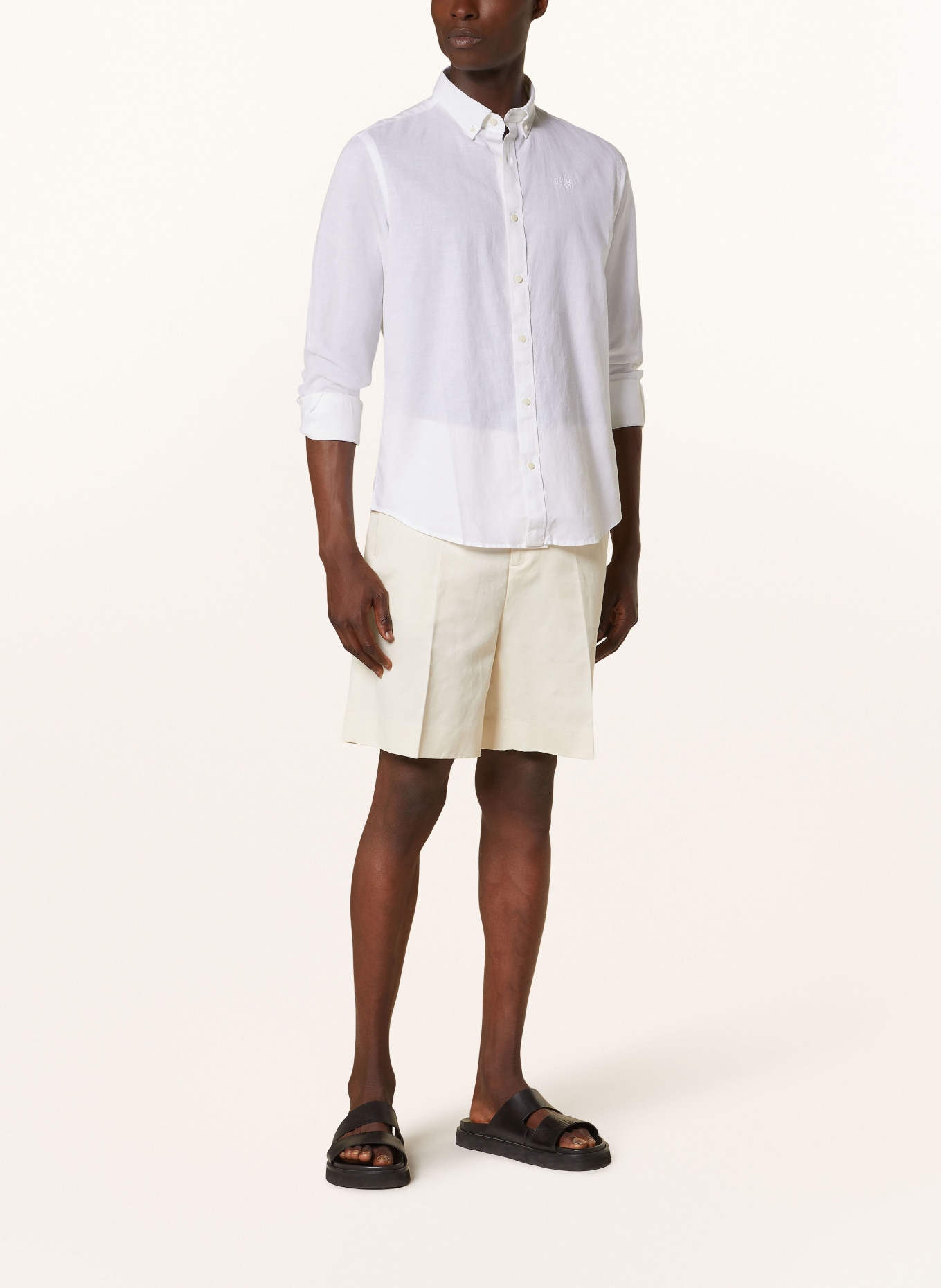 LA MARTINA Shirt regular fit with linen, Color: WHITE (Image 2)