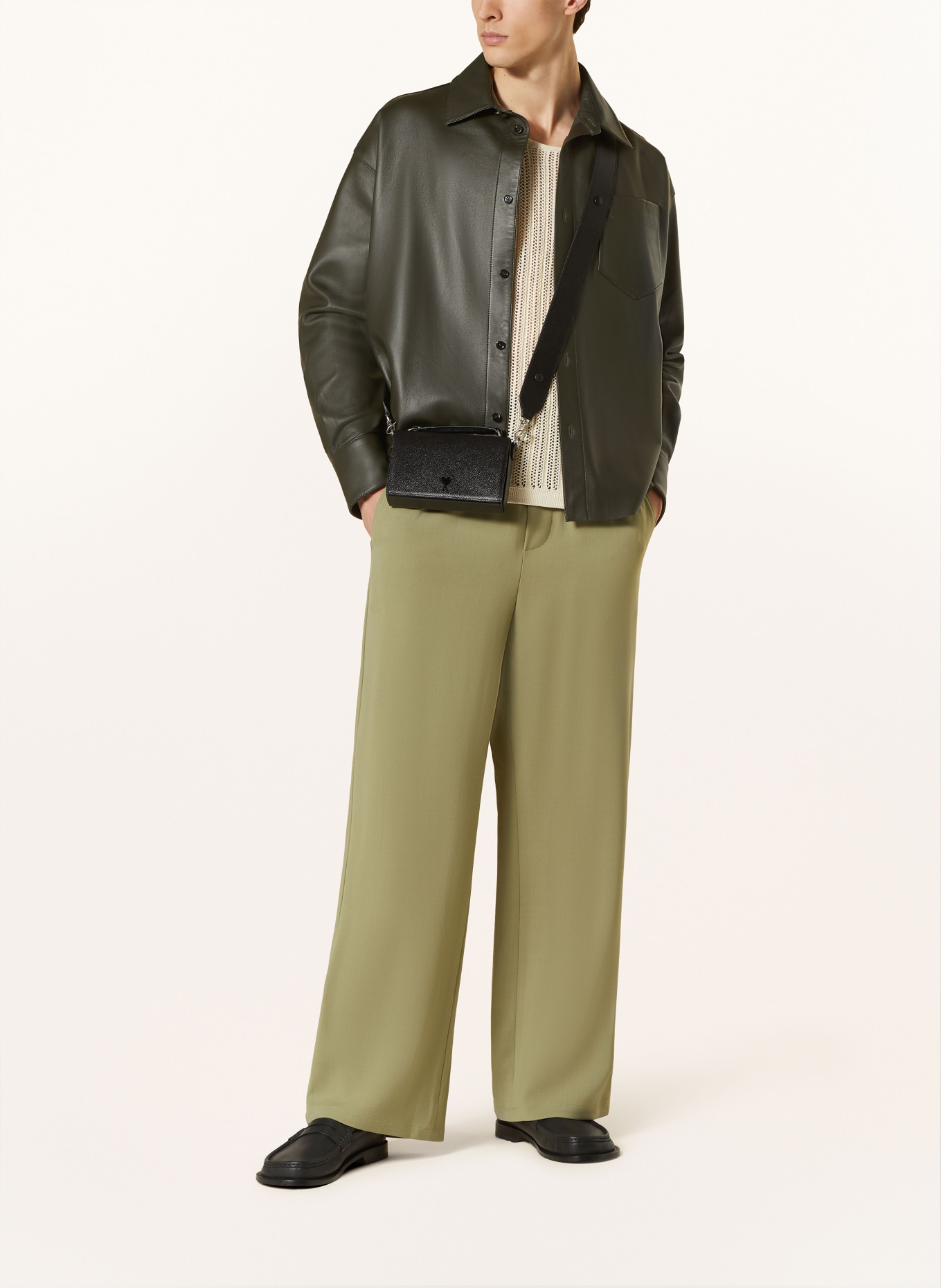 AMI PARIS Leather overshirt, Color: OLIVE (Image 2)