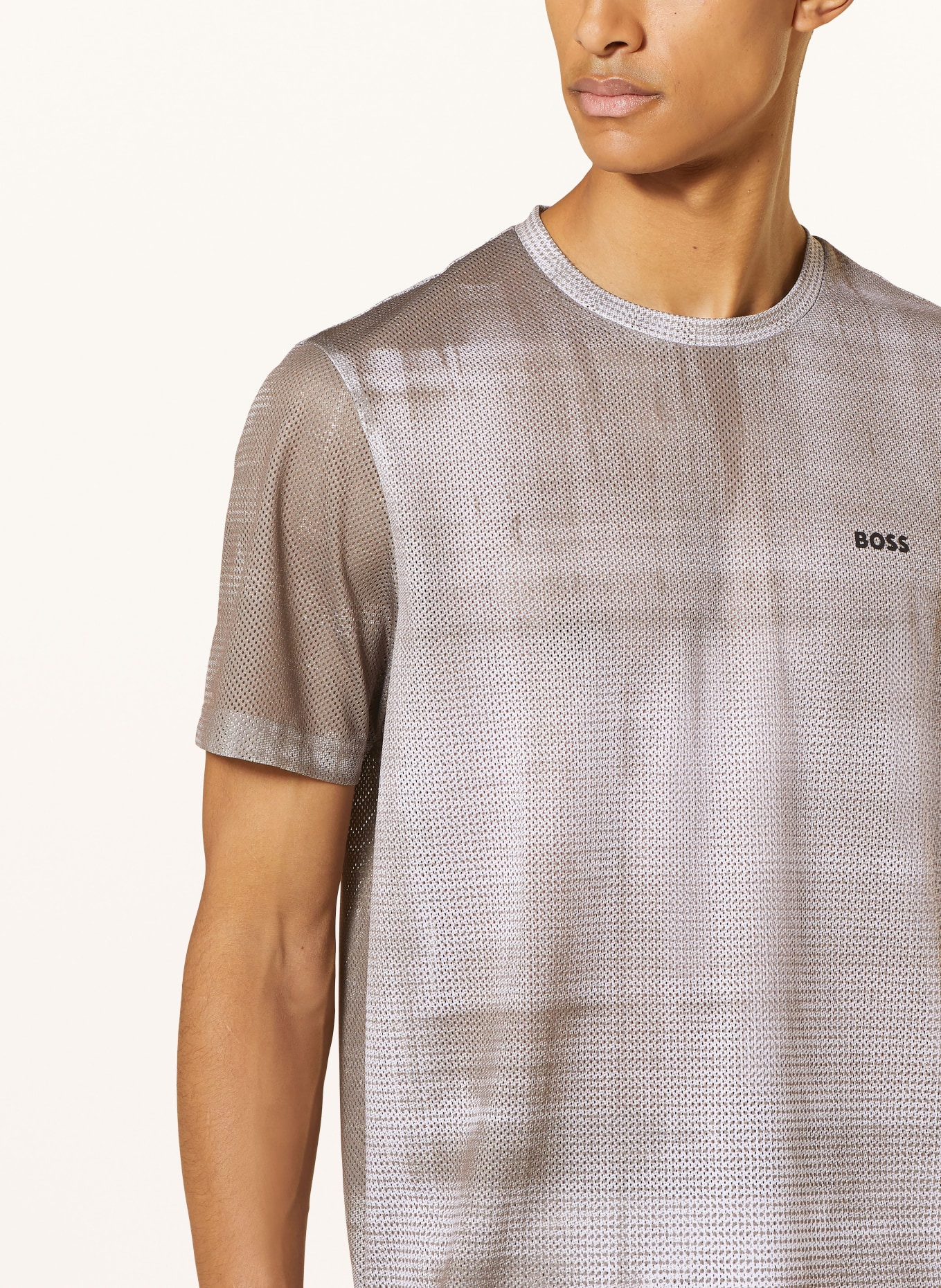 BOSS Functional shirt TEEBERO, Color: WHITE/ BROWN (Image 4)