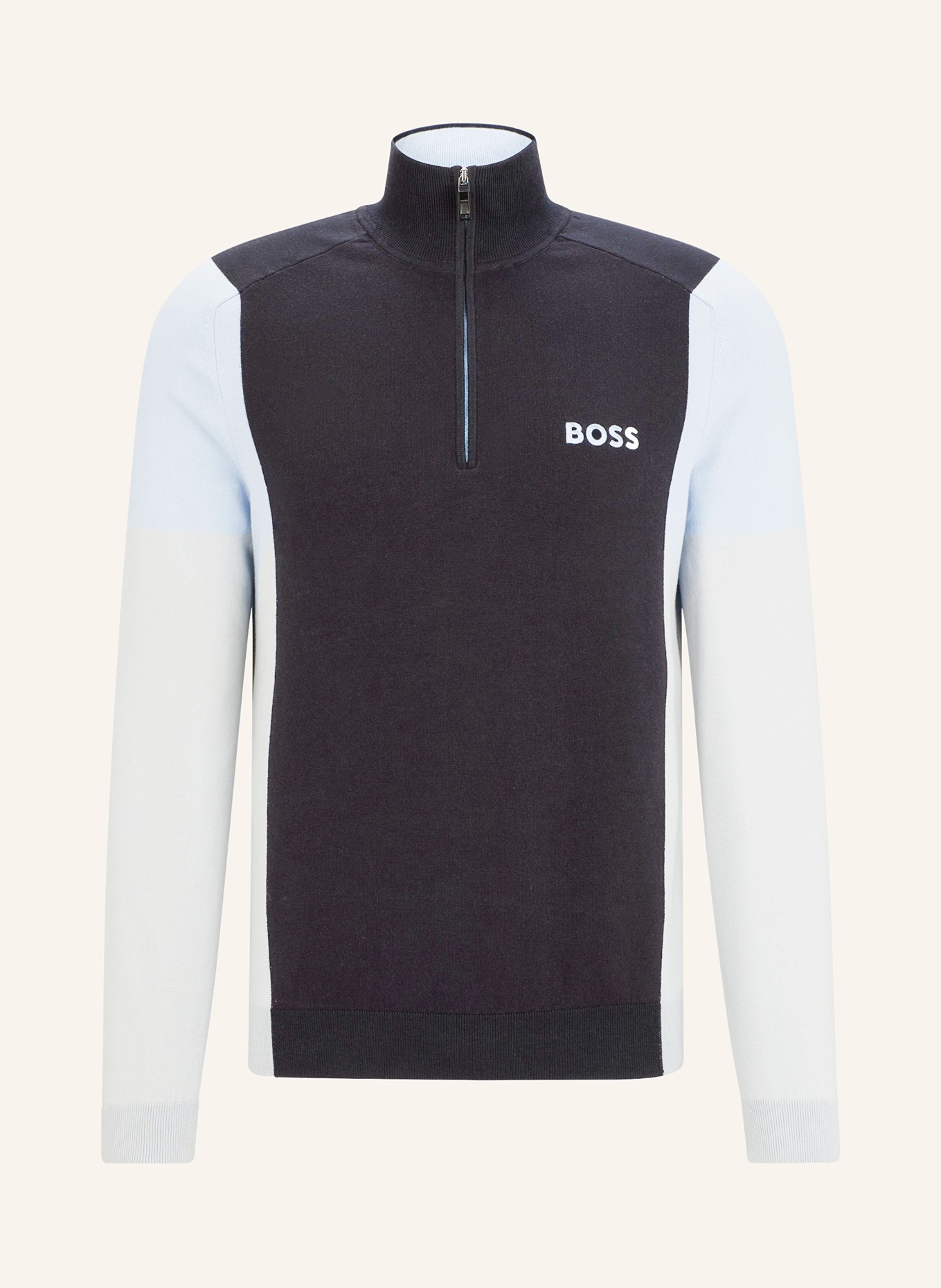 BOSS Half-zip sweater ZELCHIOR, Color: DARK BLUE/ LIGHT BLUE/ LIGHT GRAY (Image 1)