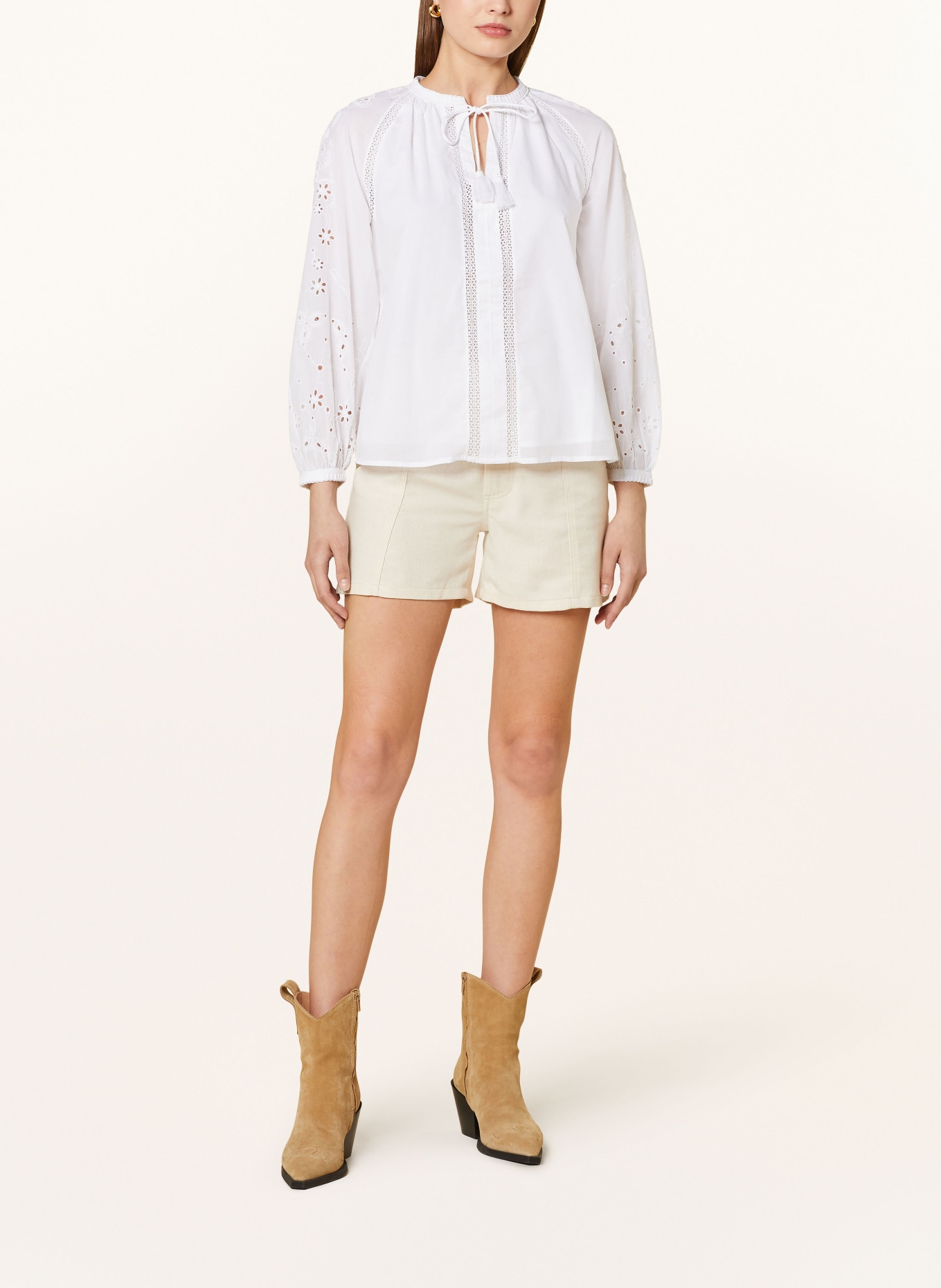 Pepe Jeans Blouse EWAN with lace and decorative beads, Color: WHITE (Image 2)