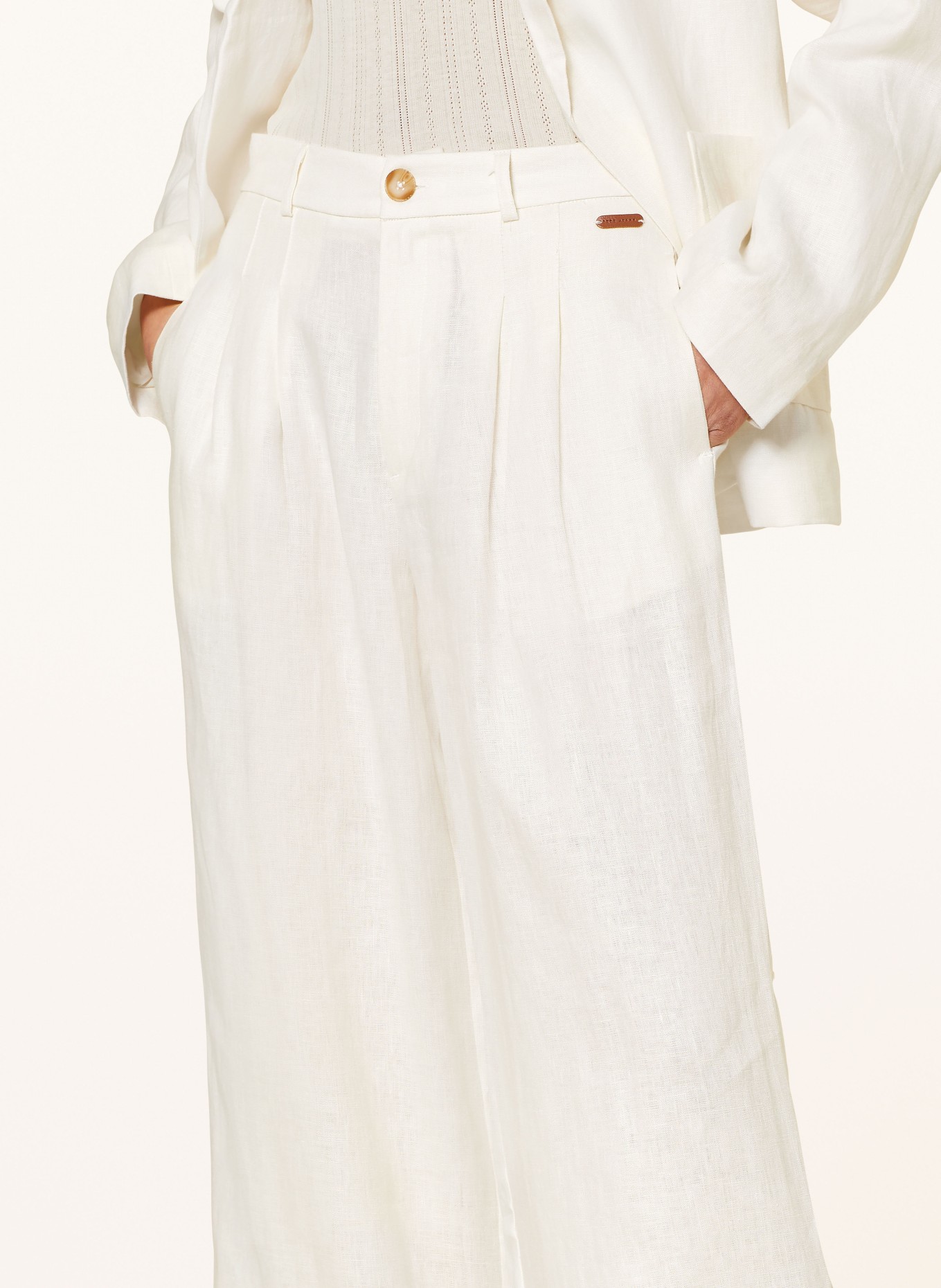 Pepe Jeans Wide leg trousers MAE in linen, Color: ECRU (Image 5)