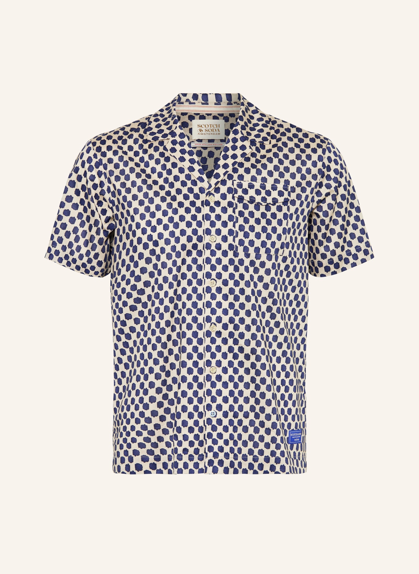 SCOTCH & SODA Resort shirt regular fit, Color: BEIGE/ DARK BLUE (Image 1)
