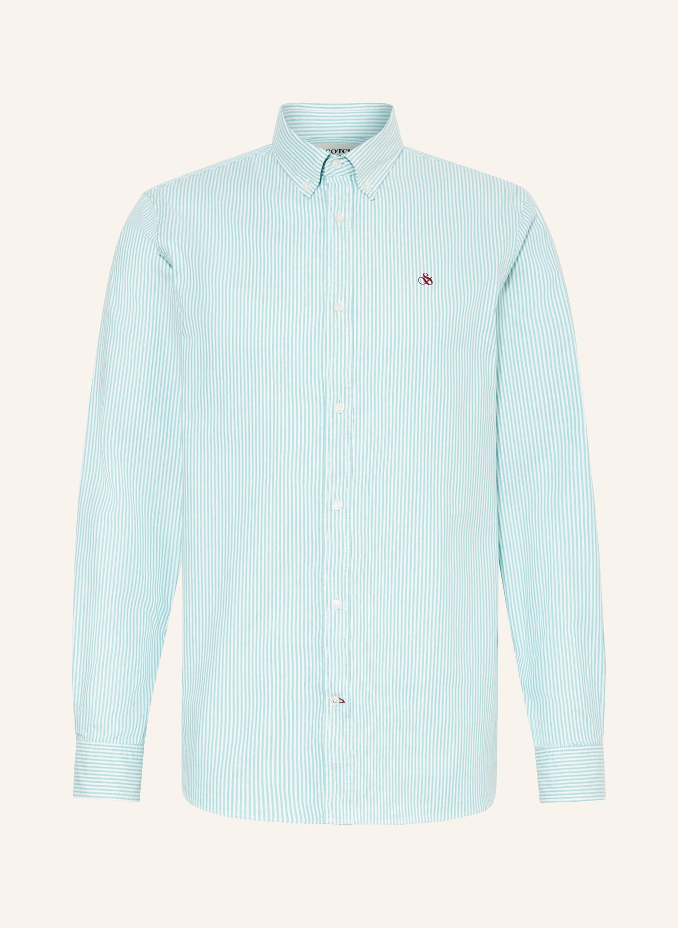 SCOTCH & SODA Oxford shirt regular fit, Color: GREEN/ WHITE (Image 1)