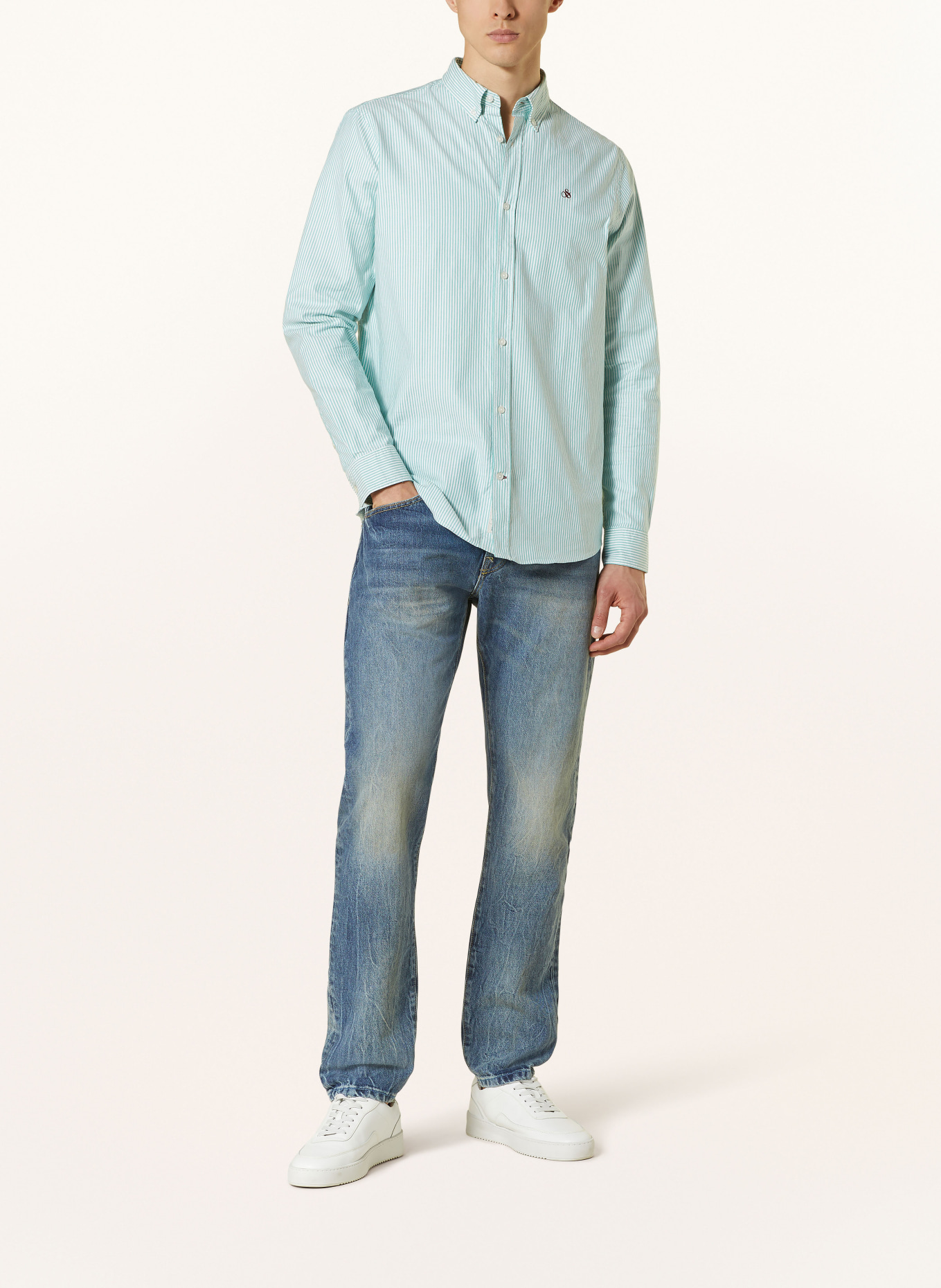 SCOTCH & SODA Oxford shirt regular fit, Color: GREEN/ WHITE (Image 2)