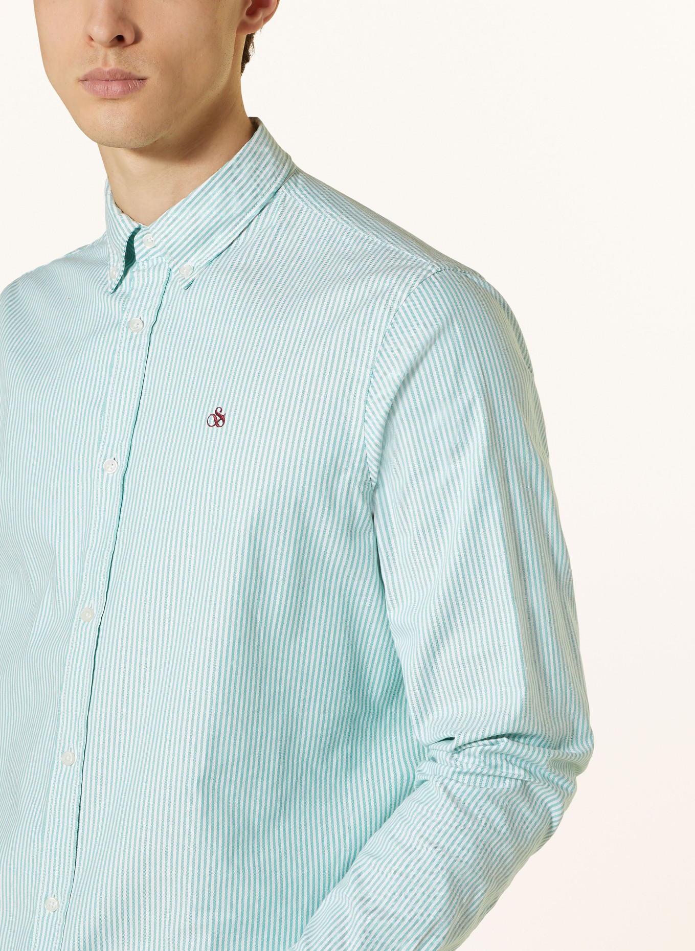 SCOTCH & SODA Oxford shirt regular fit, Color: GREEN/ WHITE (Image 4)
