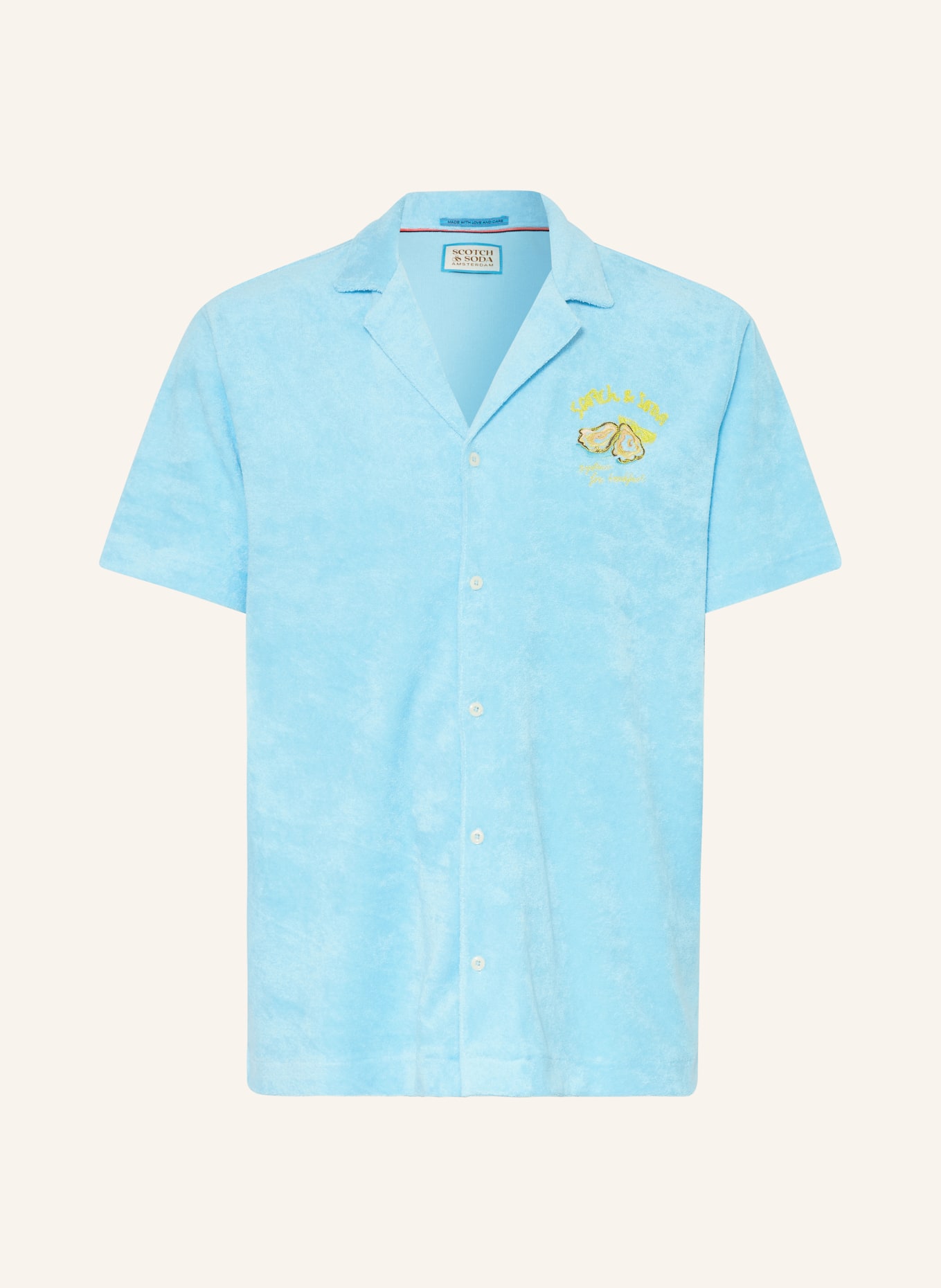 SCOTCH & SODA Resort shirt SOLID comfort fit in terry cloth, Color: TURQUOISE (Image 1)