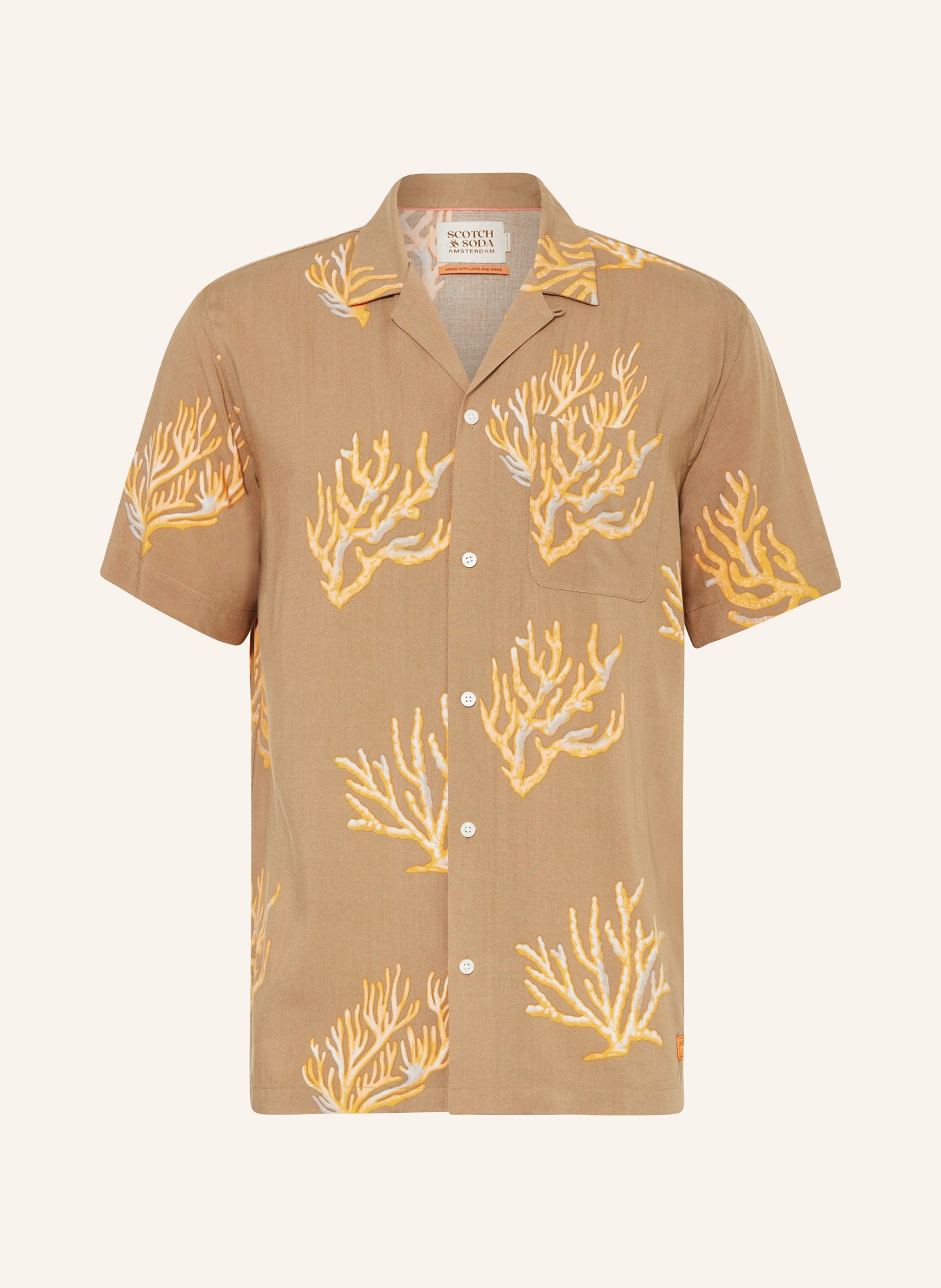 SCOTCH & SODA Kurzarm-Hemd Regular Fit, Farbe: TAUPE/ ORANGE/ GRAU (Bild 1)