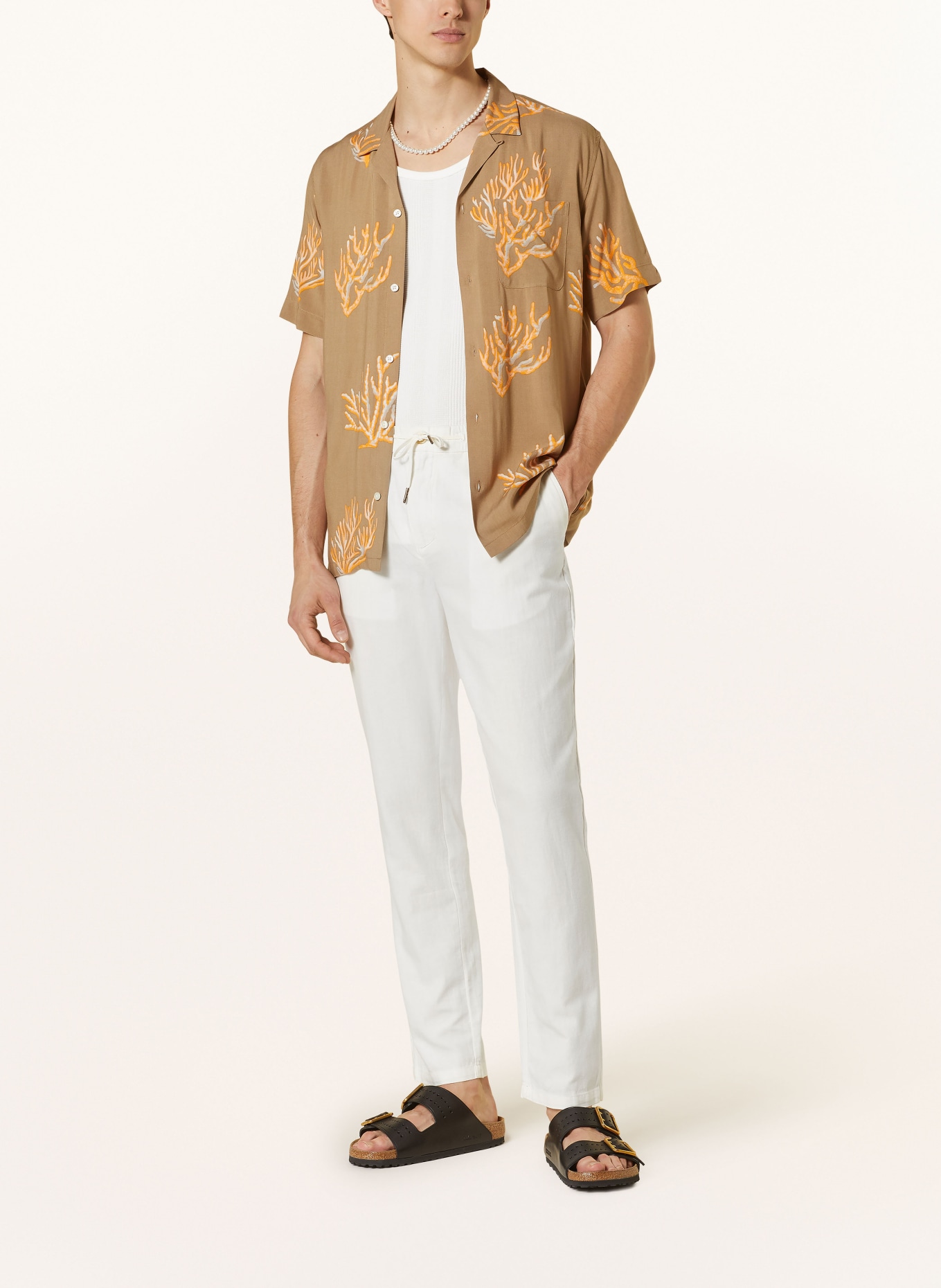SCOTCH & SODA Kurzarm-Hemd Regular Fit, Farbe: TAUPE/ ORANGE/ GRAU (Bild 2)