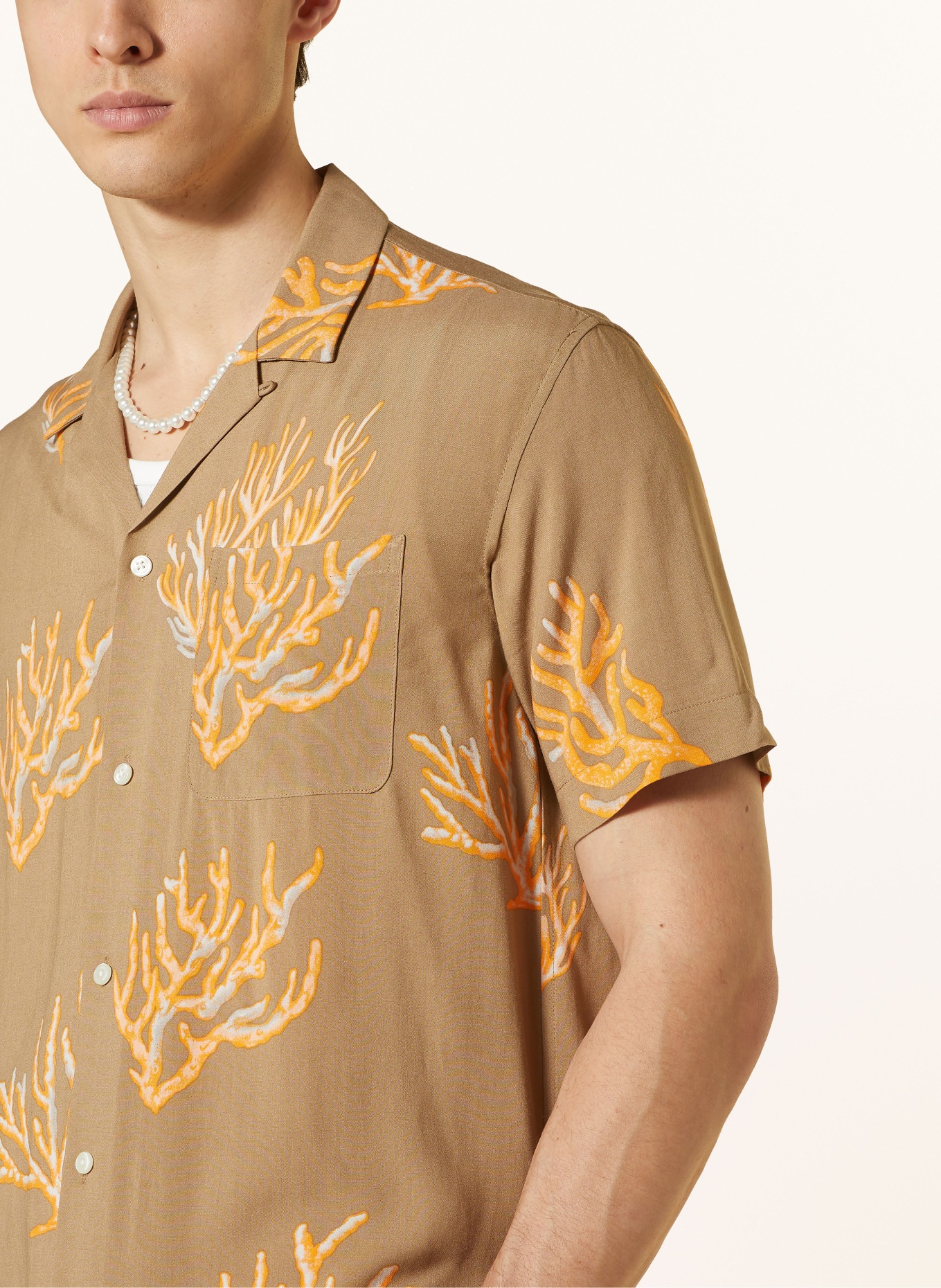 SCOTCH & SODA Short sleeve shirt regular fit, Color: TAUPE/ ORANGE/ GRAY (Image 4)