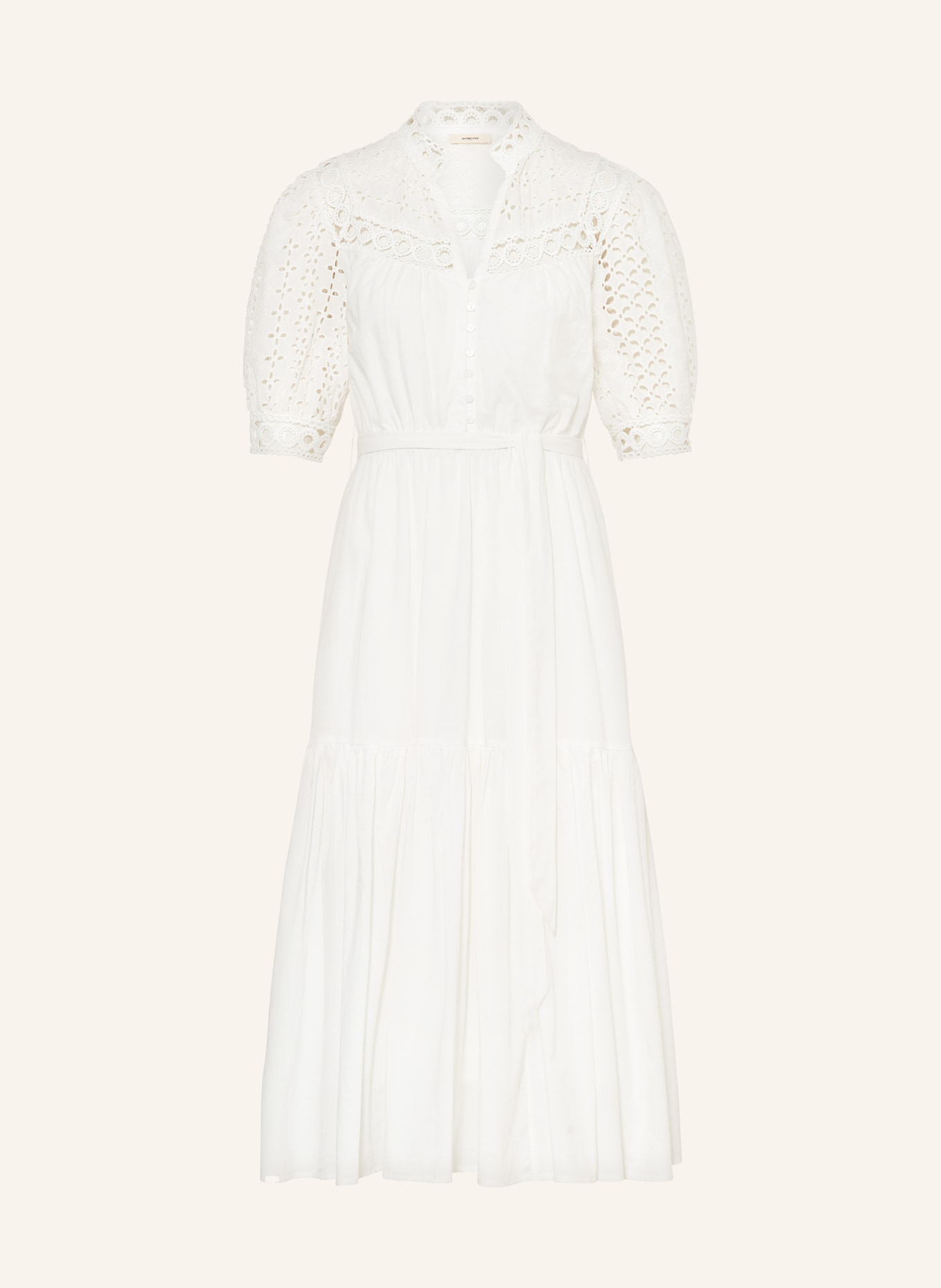 SUNCOO Dress CARLA with broderie anglaise, Color: WHITE (Image 1)