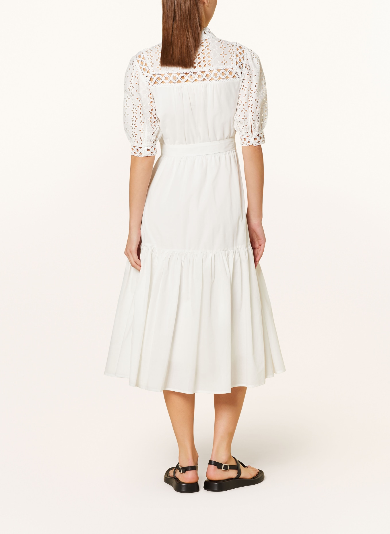 SUNCOO Dress CARLA with broderie anglaise, Color: WHITE (Image 3)