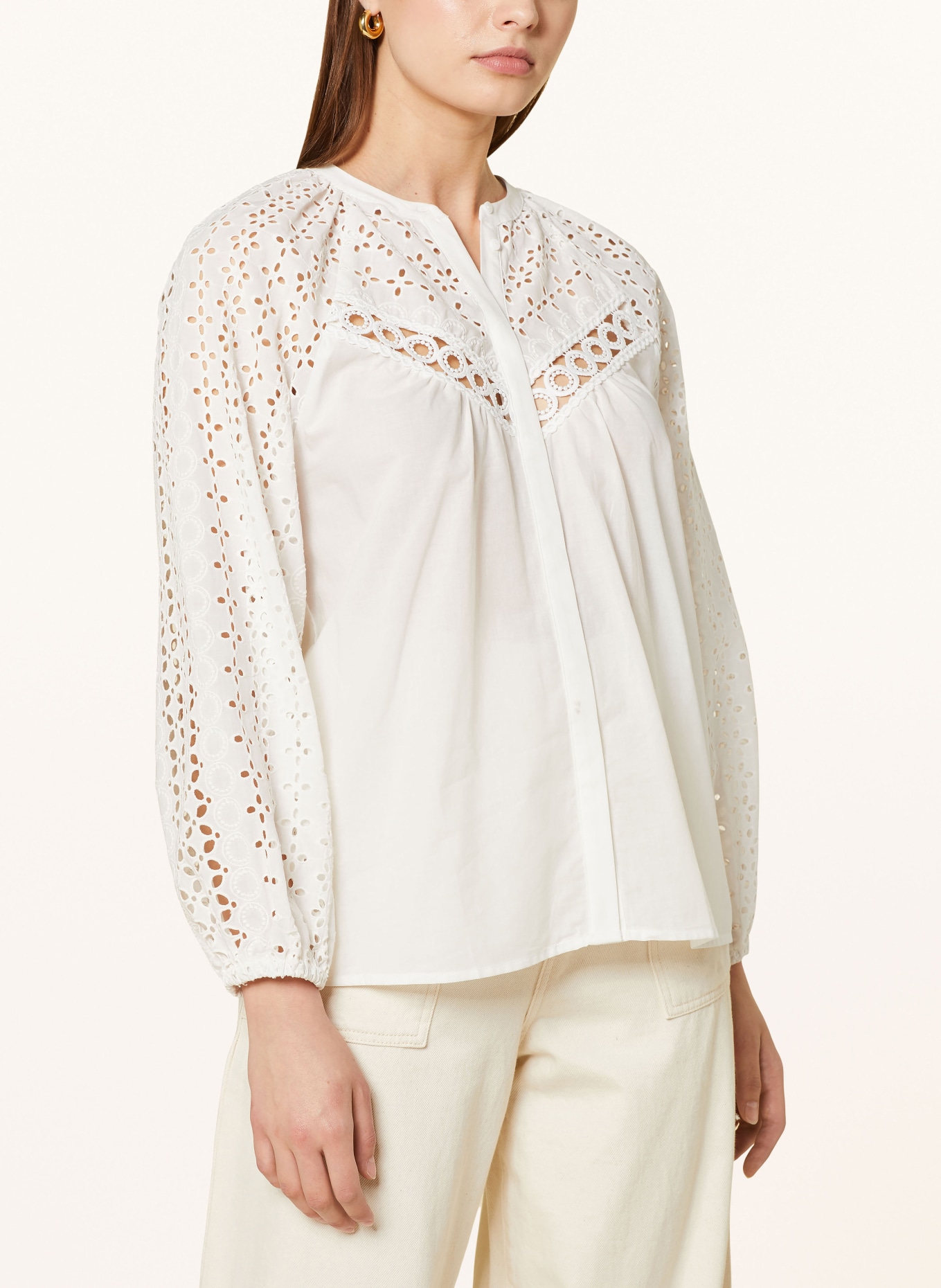 SUNCOO Blouse LIAM with broderie anglaise, Color: ECRU (Image 4)