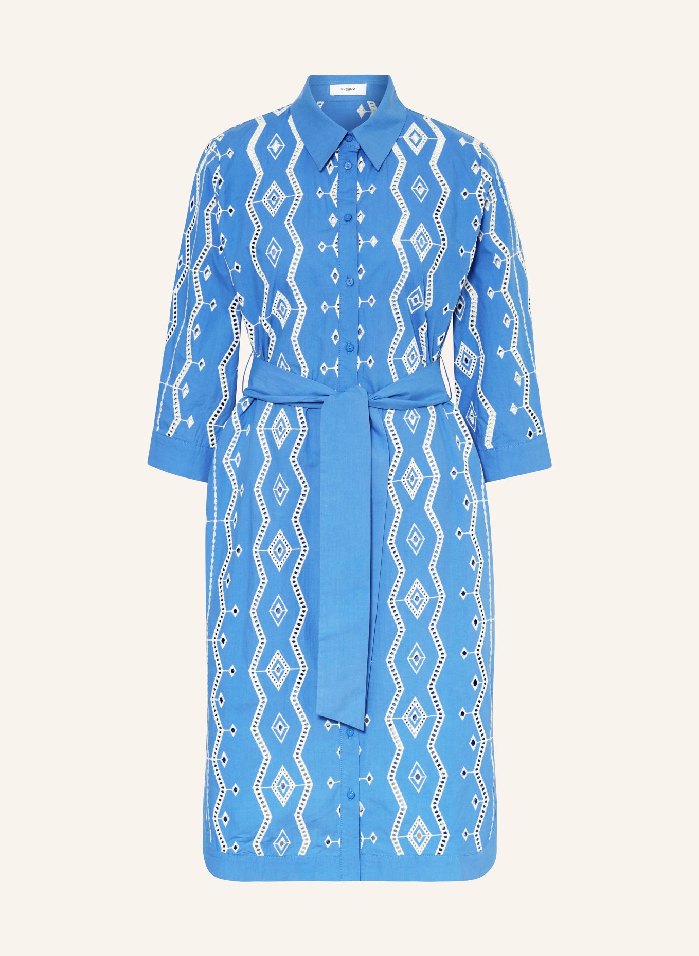 SUNCOO Shirt dress CLEA with 3/4 sleeves, Color: BLUE/ WHITE (Image 1)