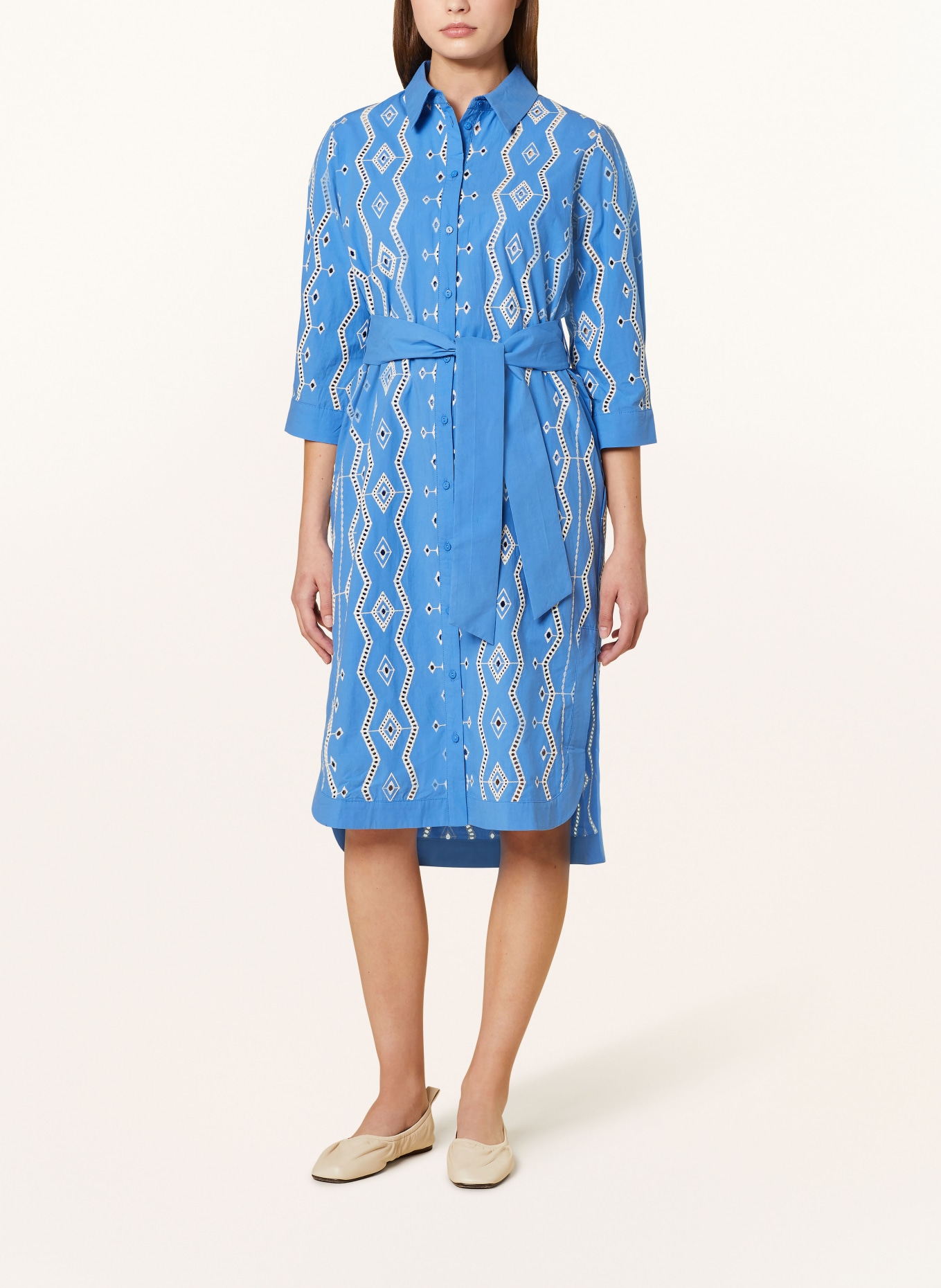 SUNCOO Shirt dress CLEA with 3/4 sleeves, Color: BLUE/ WHITE (Image 2)