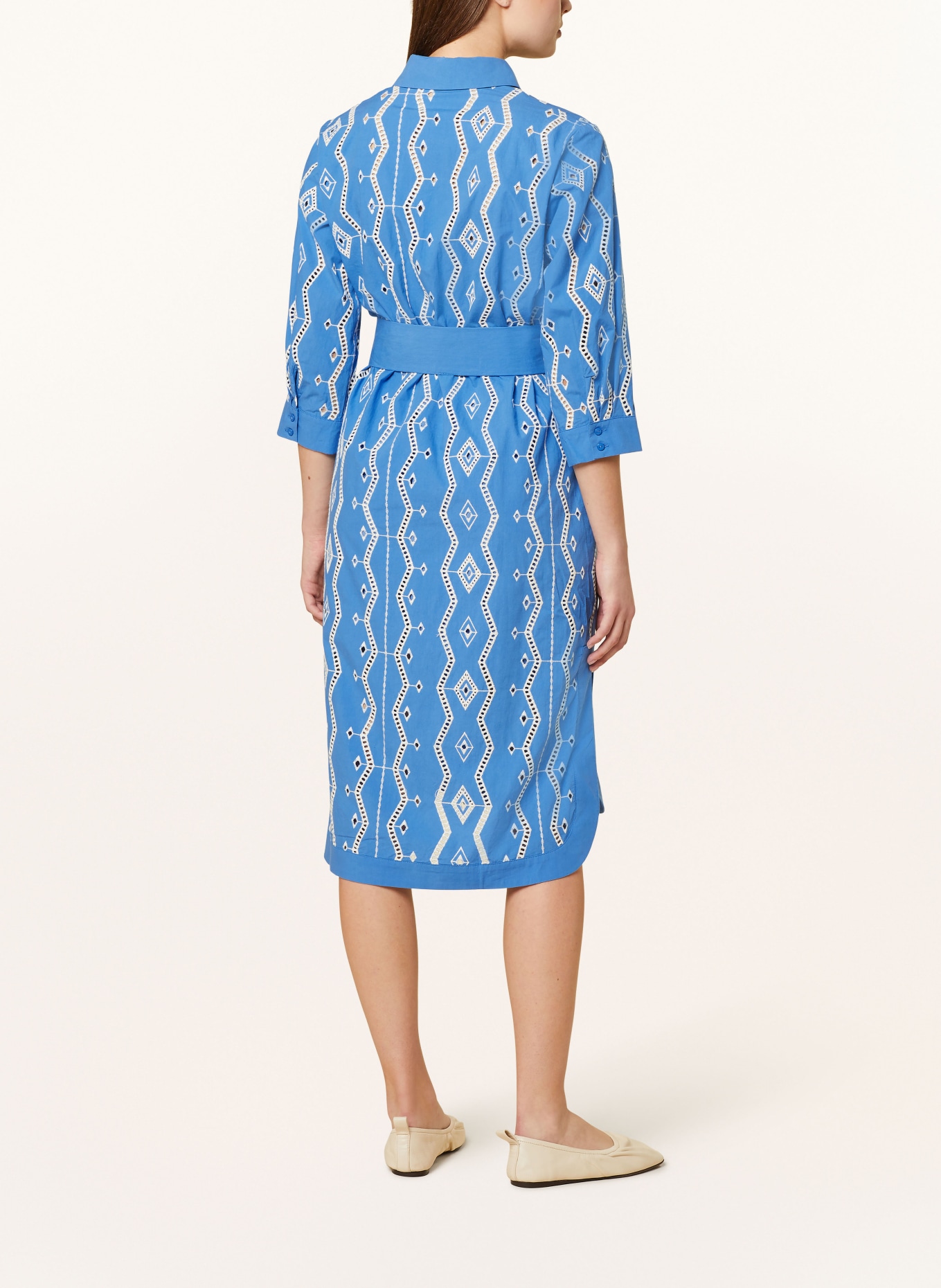 SUNCOO Košilové šaty CLEA s 3/4 rukávem, Barva: MODRÁ/ BÍLÁ (Obrázek 3)