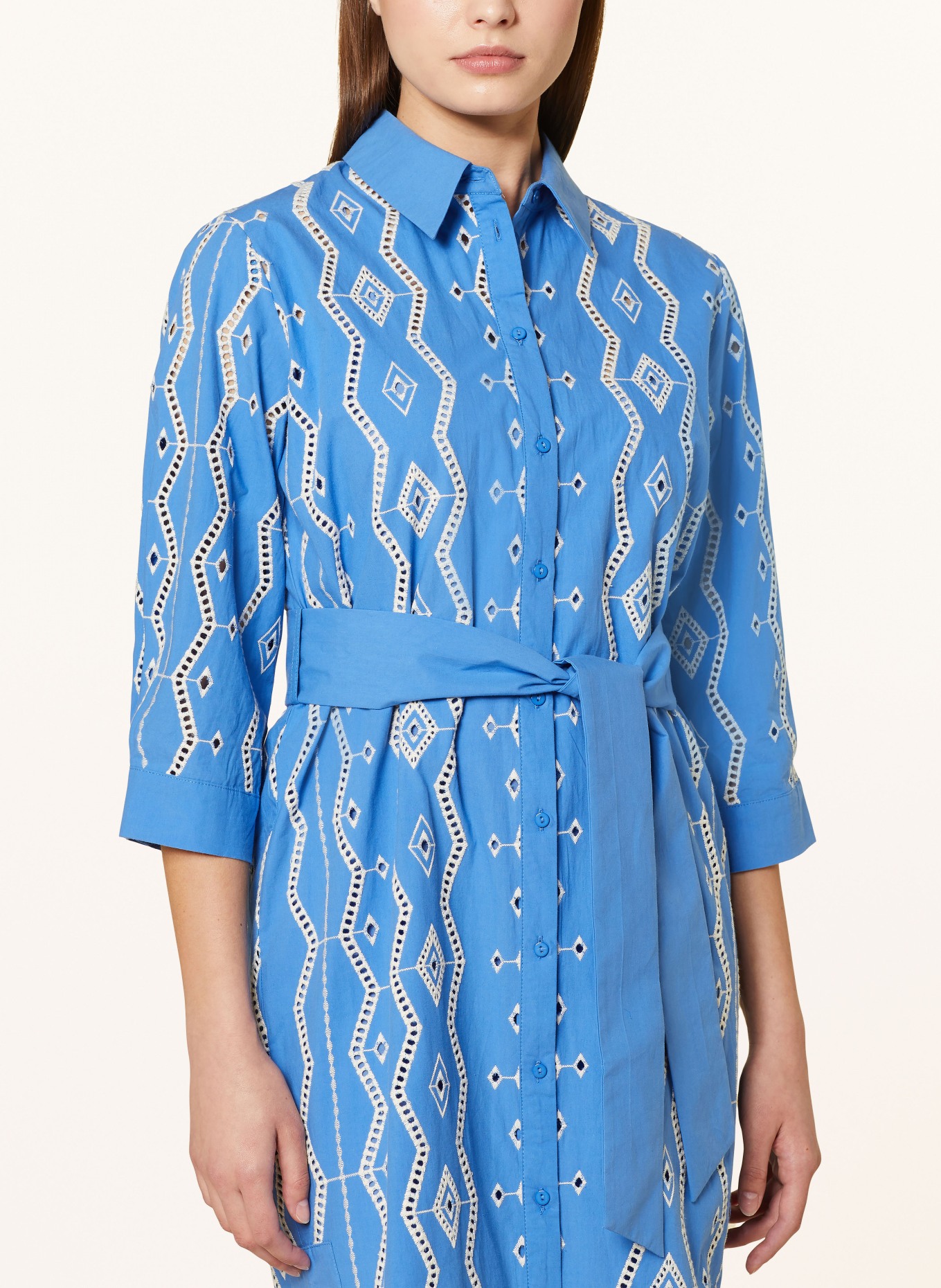 SUNCOO Košilové šaty CLEA s 3/4 rukávem, Barva: MODRÁ/ BÍLÁ (Obrázek 4)
