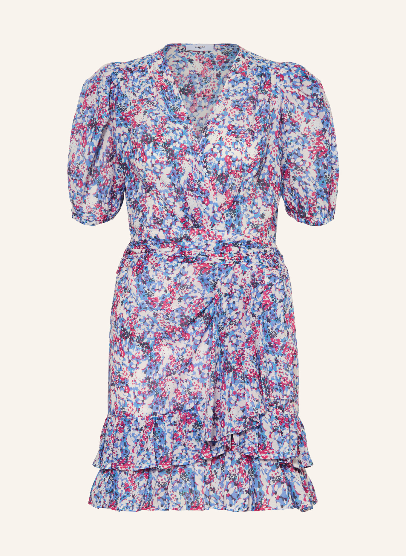 SUNCOO Dress CILIA in wrap look, Color: PURPLE/ FUCHSIA/ BLUE (Image 1)