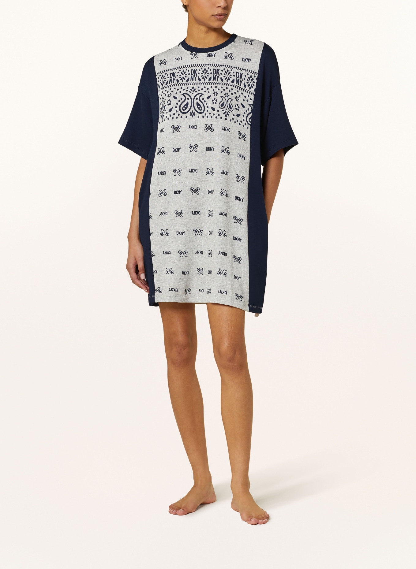 DKNY Nightgown MEET YOUR MATCH, Color: LIGHT GRAY/ DARK BLUE (Image 2)