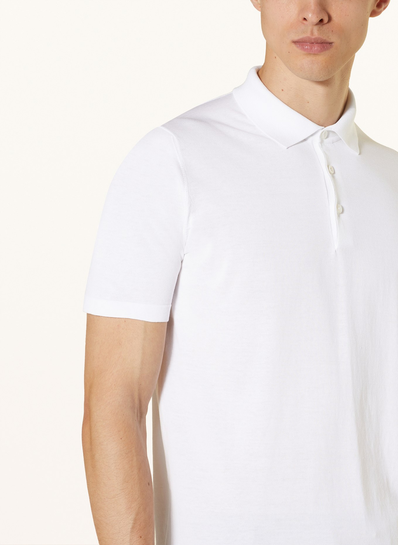 FIORONI Knitted polo shirt, Color: WHITE (Image 4)