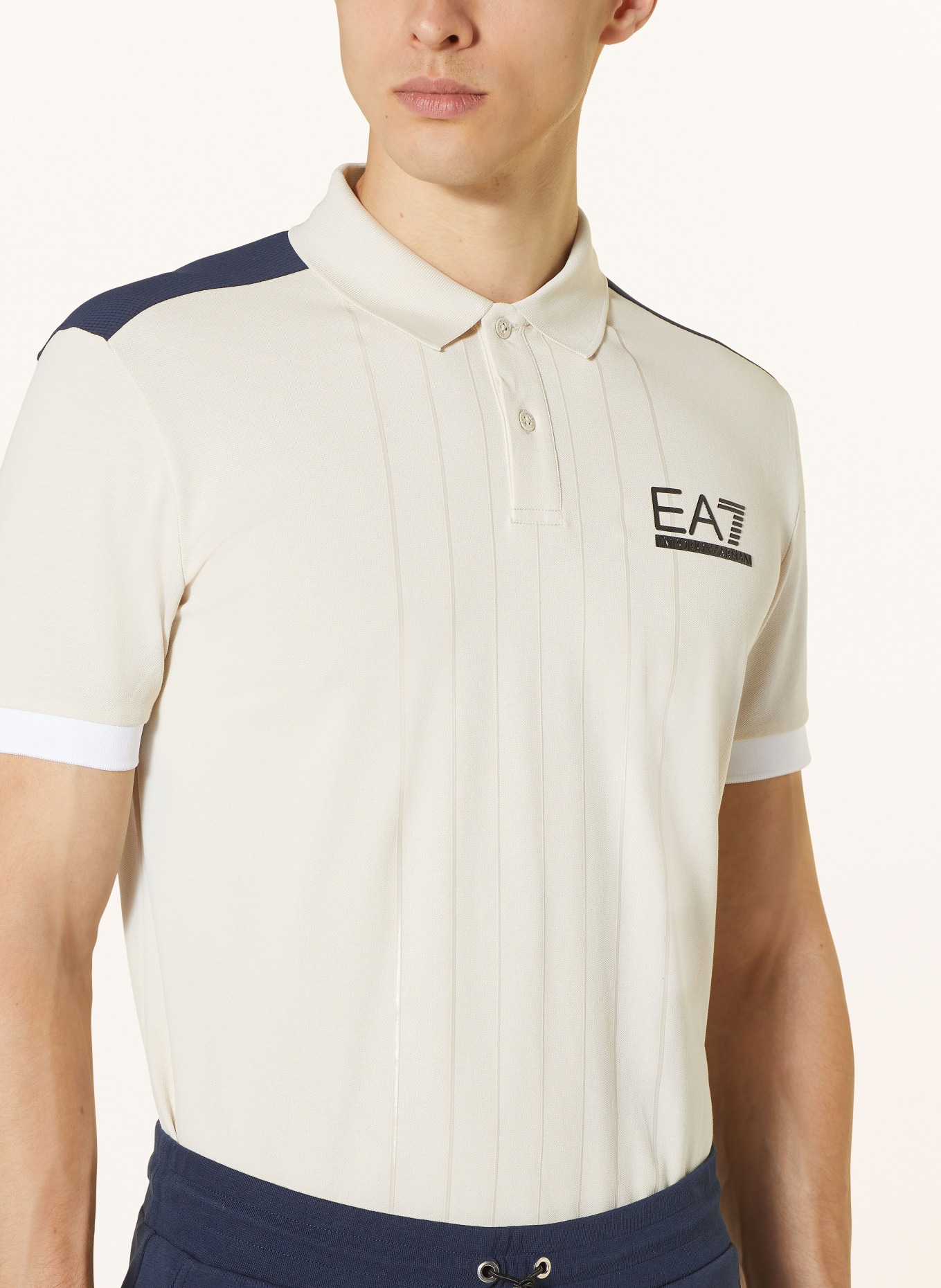EA7 EMPORIO ARMANI Performance polo shirt, Color: BEIGE/ DARK BLUE (Image 4)