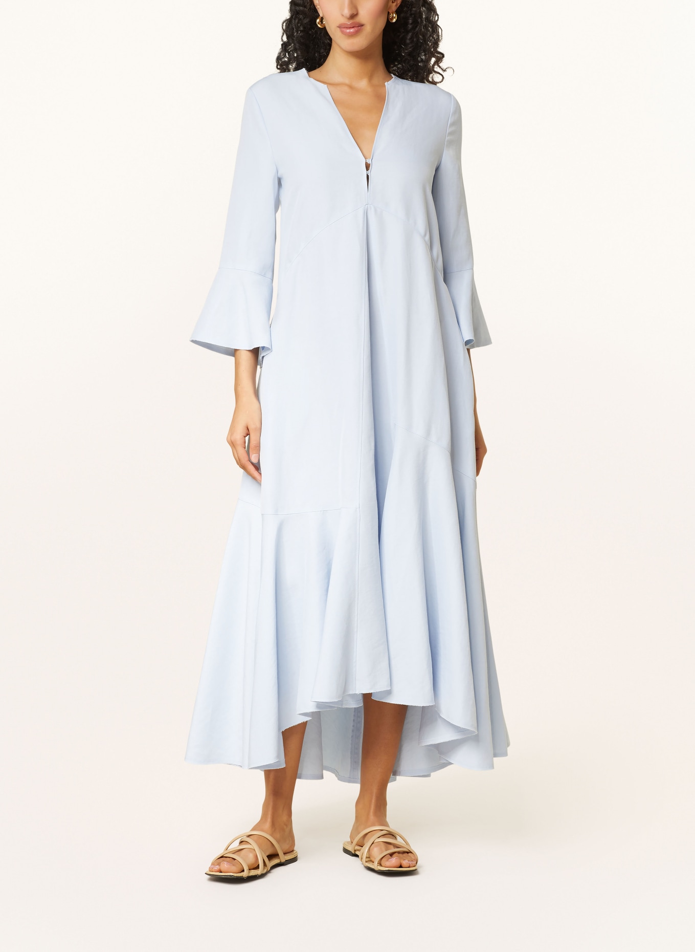 DOROTHEE SCHUMACHER Dress with 3/4 sleeves and linen, Color: LIGHT BLUE (Image 2)