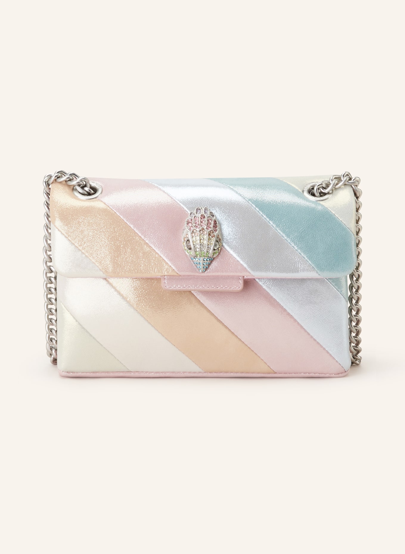 KURT GEIGER Crossbody bag KENSINGTON MINI with decorative gems, Color: PINK/ LIGHT BLUE/ SILVER (Image 1)