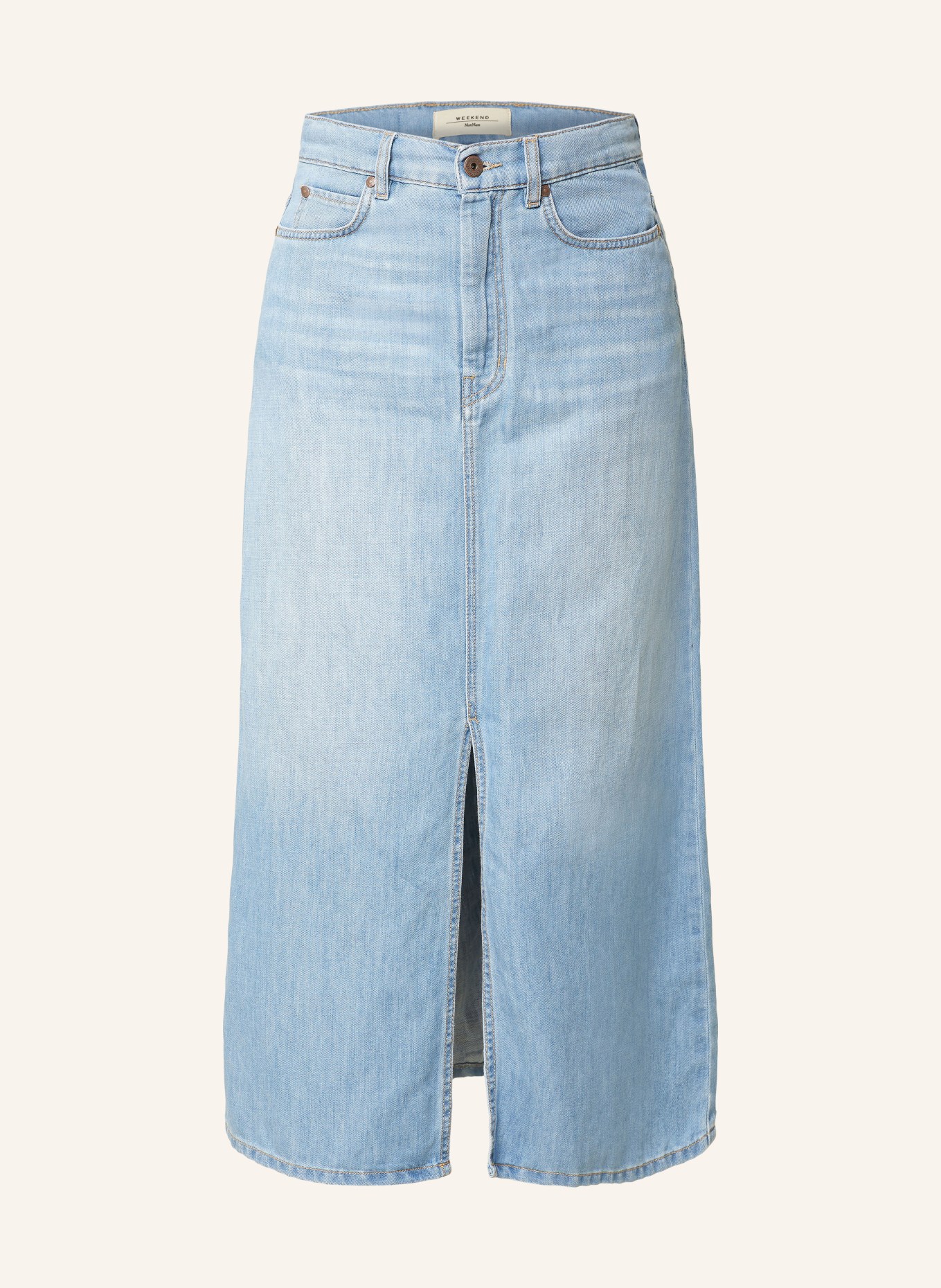 WEEKEND MaxMara Spódnica jeansowa GELADA z lnu, Kolor: NIEBIESKI (Obrazek 1)