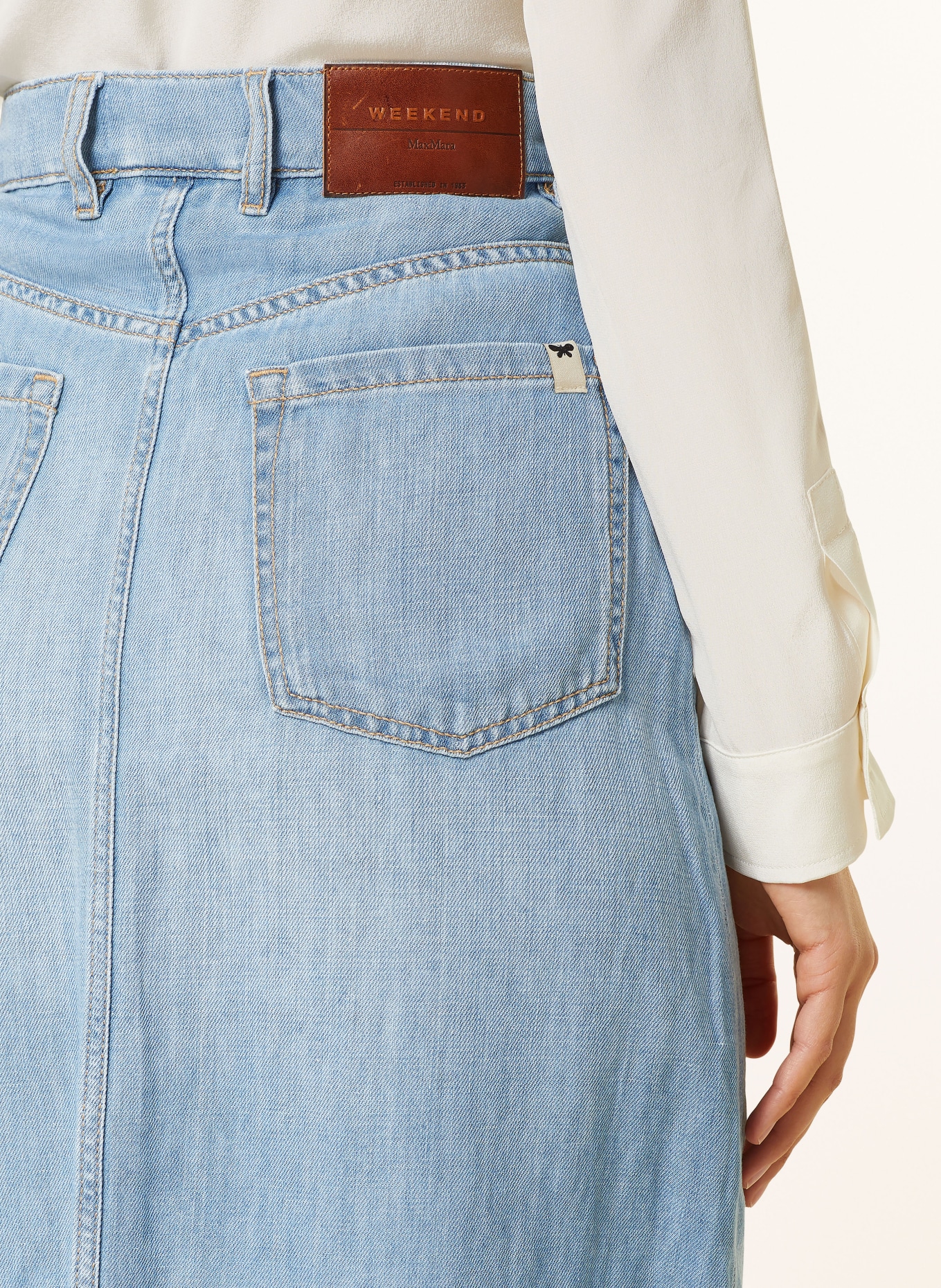 WEEKEND MaxMara Spódnica jeansowa GELADA z lnu, Kolor: NIEBIESKI (Obrazek 4)