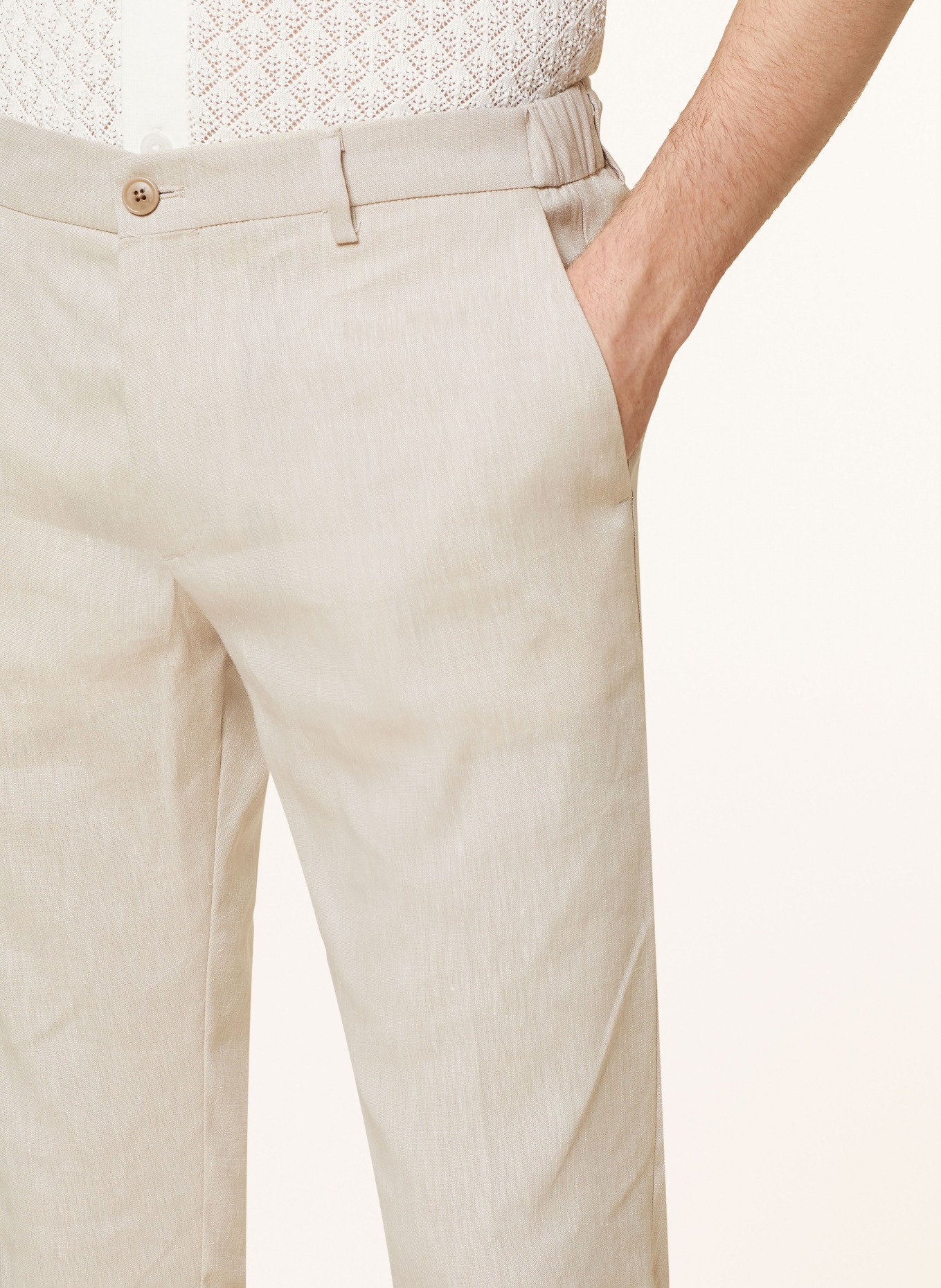 DRYKORN Spodnie garniturowe AJEND extra slim fit z dodatkiem lnu, Kolor: KREMOWY (Obrazek 6)