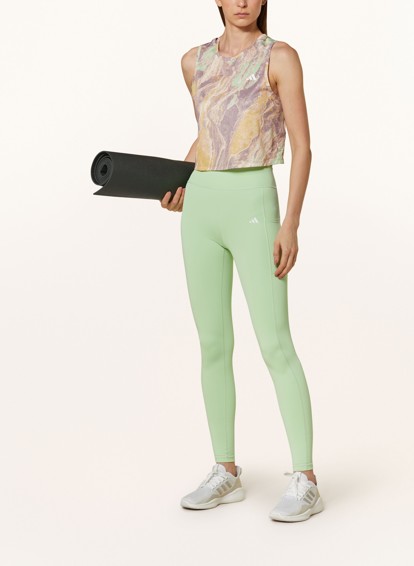 adidas Cropped running top MOVE FOR THE PLANET, Color: BEIGE/ LIGHT PURPLE/ LIGHT GREEN (Image 2)
