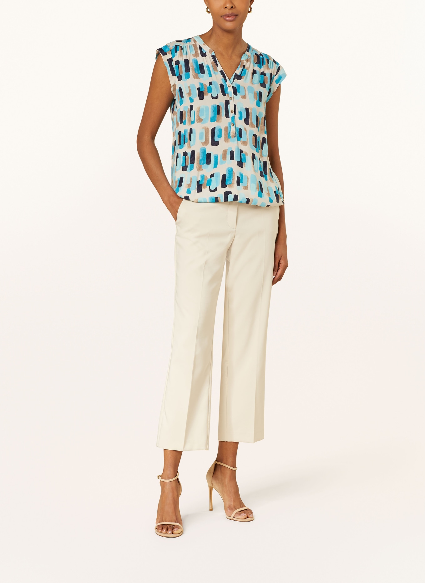 BETTY&CO Shirt blouse, Color: CREAM/ TURQUOISE/ BROWN (Image 2)