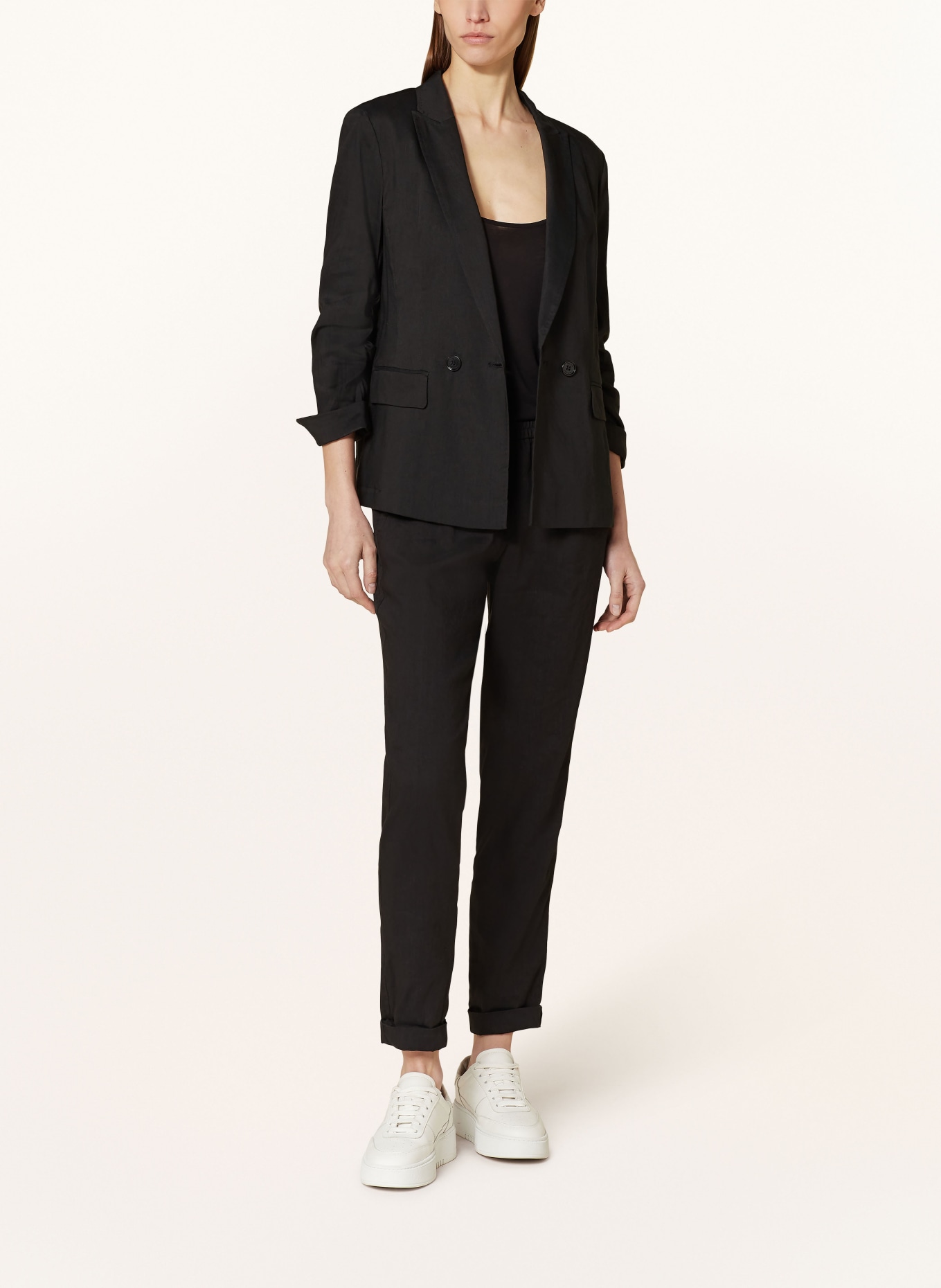 MARC CAIN Blazer mit Leinen: 900 BLACK