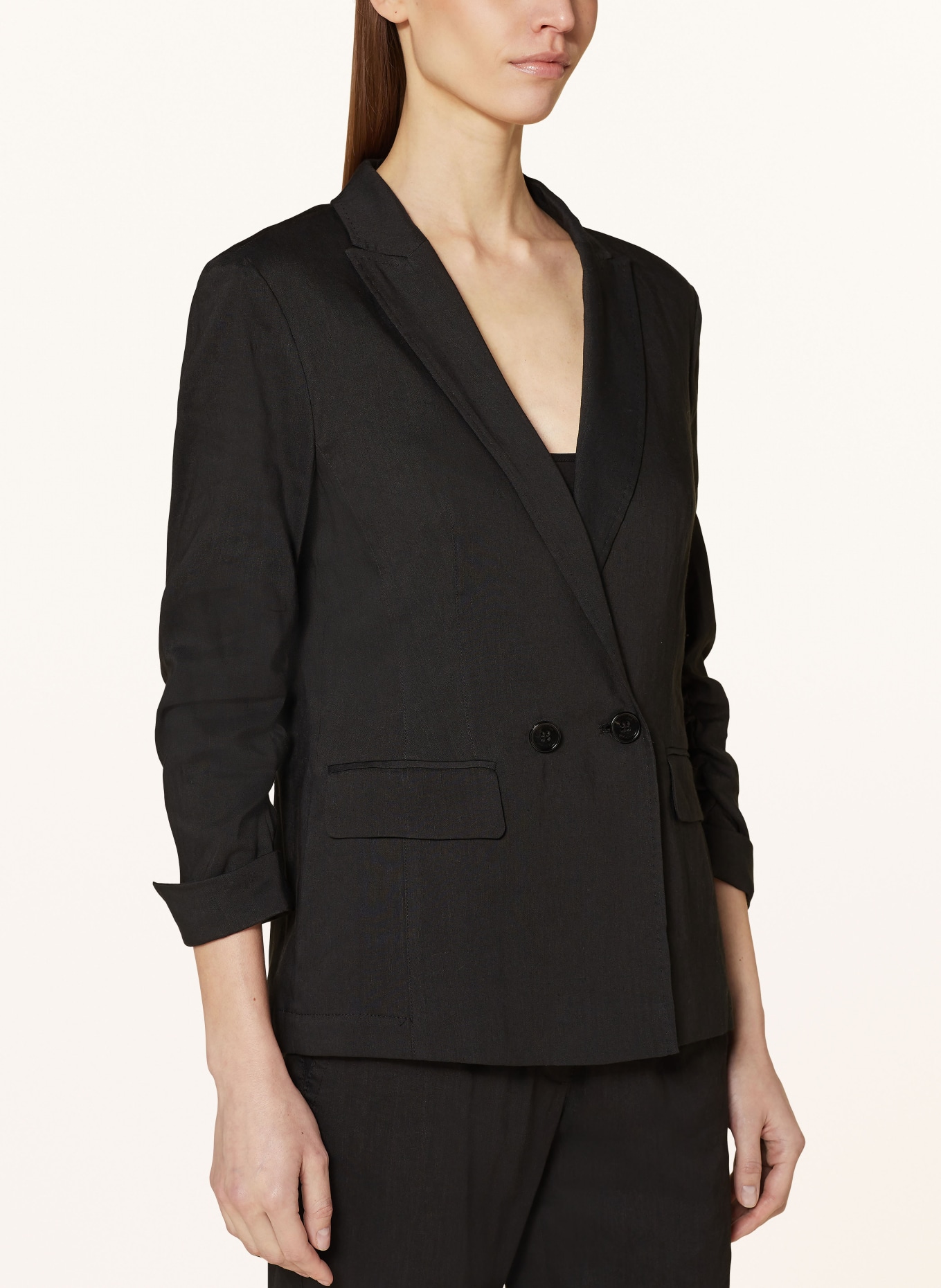 MARC CAIN Blazer mit Leinen: 900 BLACK
