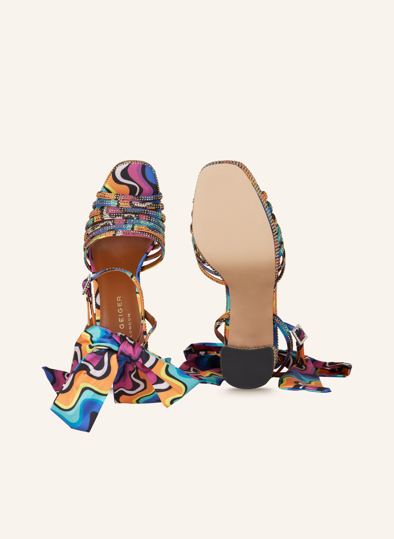 KURT GEIGER Platform sandals PIERRA with decorative gems, Color: BLUE/ ORANGE/ YELLOW (Image 5)
