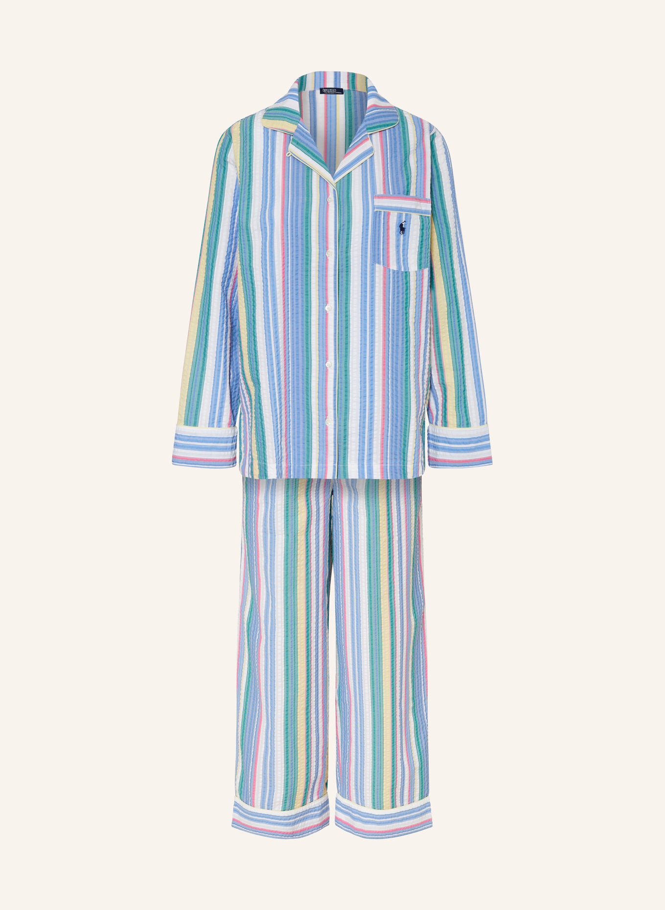 POLO RALPH LAUREN Schlafanzug aus Musselin, Farbe: BLAU/ GRÜN/ GELB (Bild 1)
