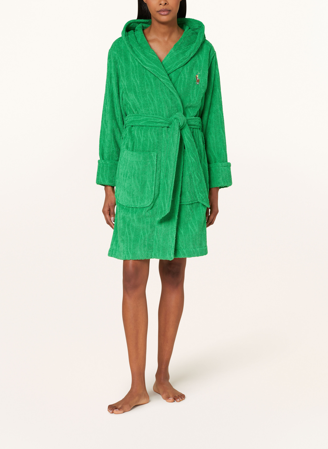 POLO RALPH LAUREN Women’s bathrobe with hood, Color: GREEN (Image 2)