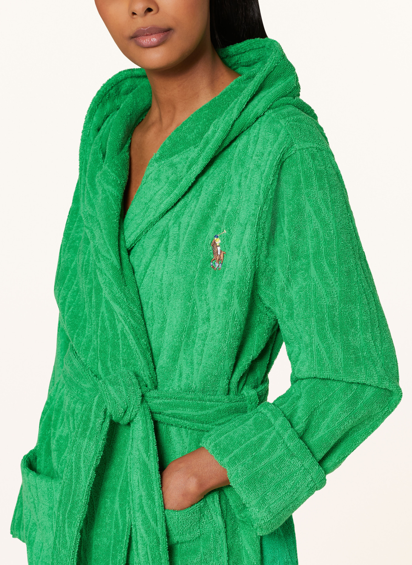 POLO RALPH LAUREN Women’s bathrobe with hood, Color: GREEN (Image 5)