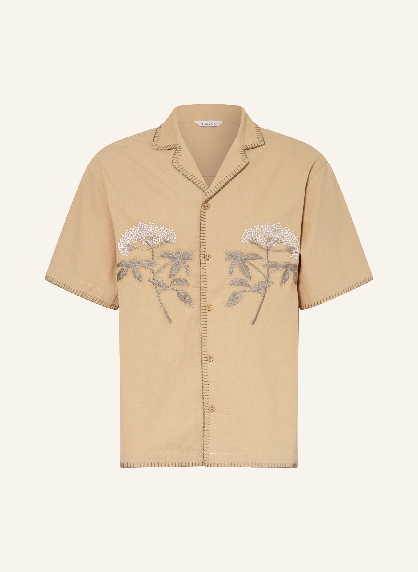 HOLZWEILER Resort shirt PIER comfort fit, Color: BEIGE/ GREEN/ WHITE (Image 1)