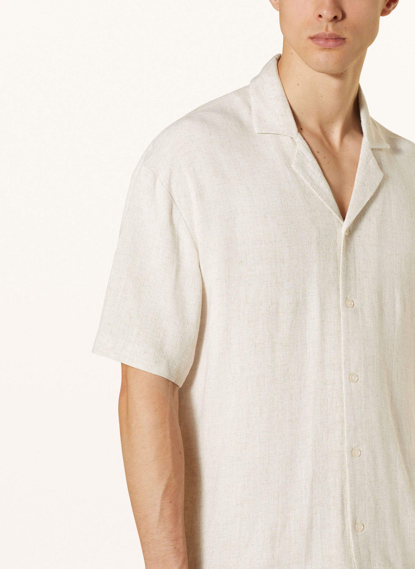 HOLZWEILER Koszula z klapami PIER comfort fit z lnem, Kolor: 1006 SAND MIX (Obrazek 4)