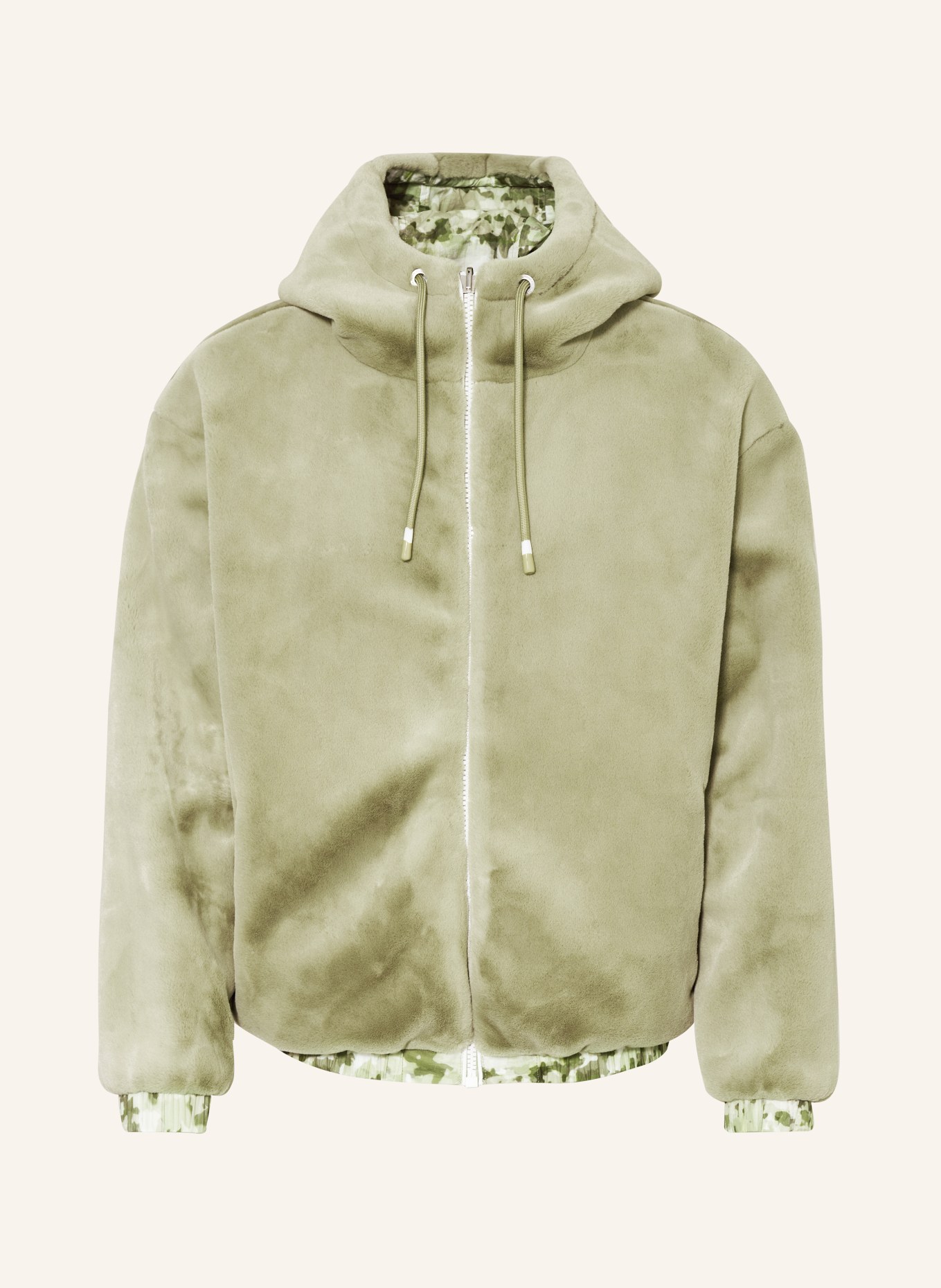 MOOSE KNUCKLES Reversible jacket BORDEN BUNNY with teddy fur, Color: LIGHT GREEN (Image 1)