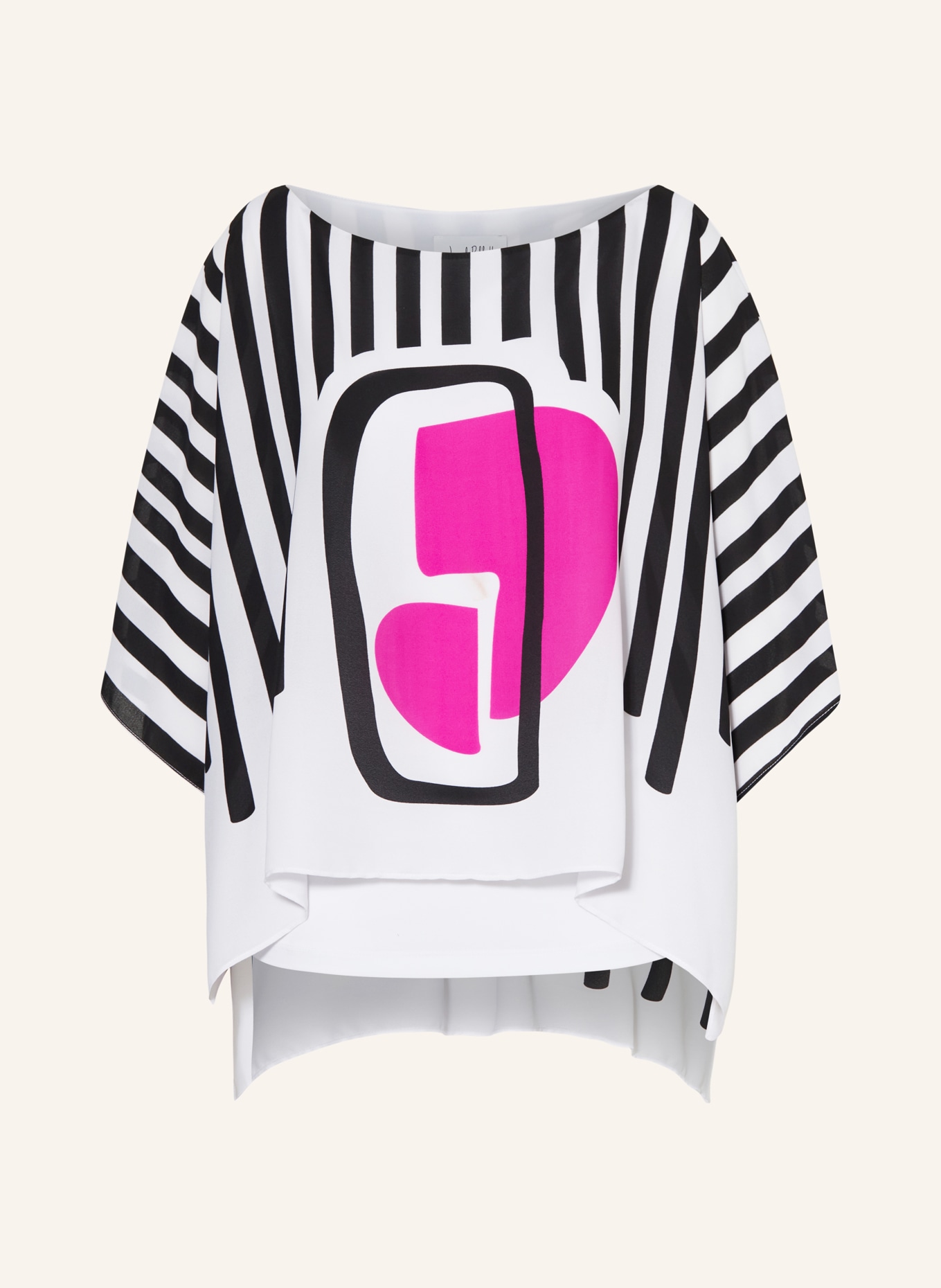 Joseph Ribkoff Shirt blouse with 3/4 sleeves, Color: WHITE/ BLACK/ PINK (Image 1)