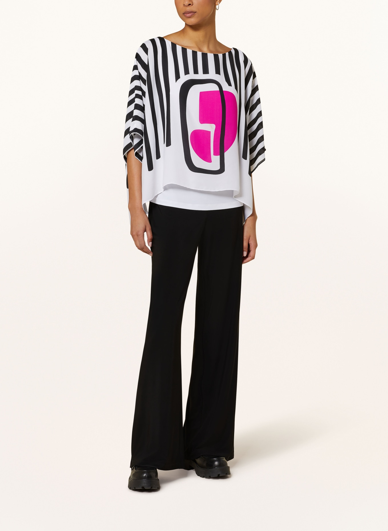 Joseph Ribkoff Shirt blouse with 3/4 sleeves, Color: WHITE/ BLACK/ PINK (Image 2)