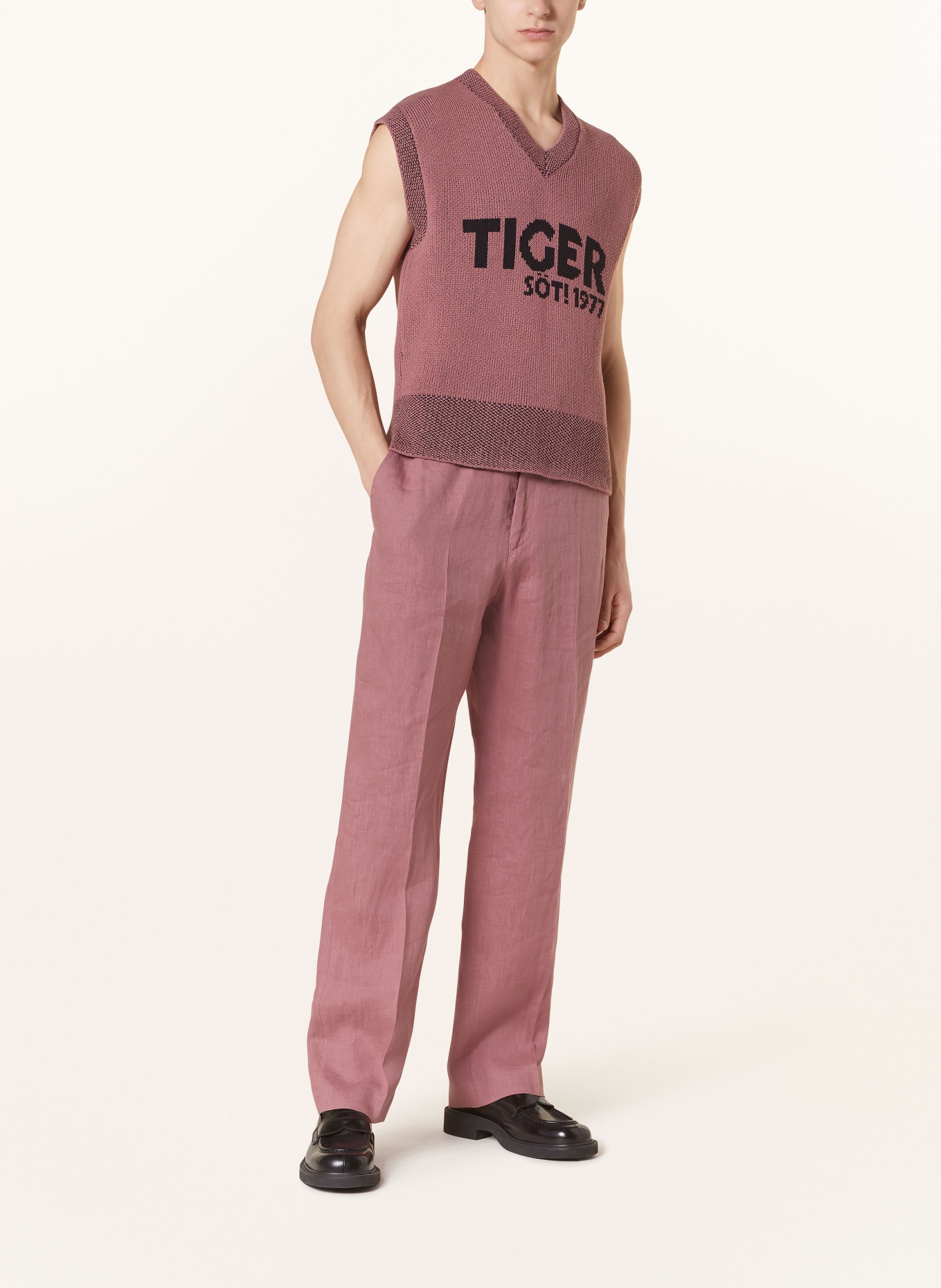 TIGER OF SWEDEN Lněné kalhoty ISCOVE v joggingovém stylu Regular Fit, Barva: 1BS Rose Brown (Obrázek 3)