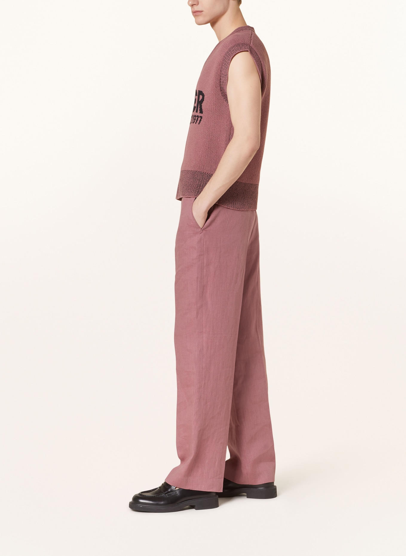 TIGER OF SWEDEN Spodnie z lnu ISCOVE w dresowym stylu regular fit, Kolor: 1BS Rose Brown (Obrazek 5)
