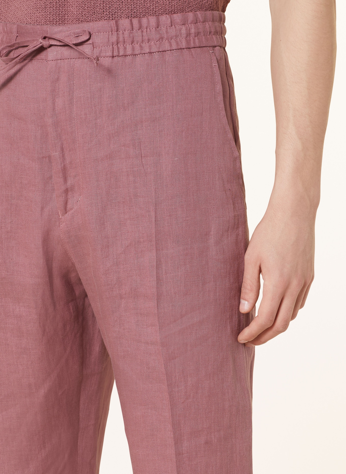 TIGER OF SWEDEN Lněné kalhoty ISCOVE v joggingovém stylu Regular Fit, Barva: 1BS Rose Brown (Obrázek 6)